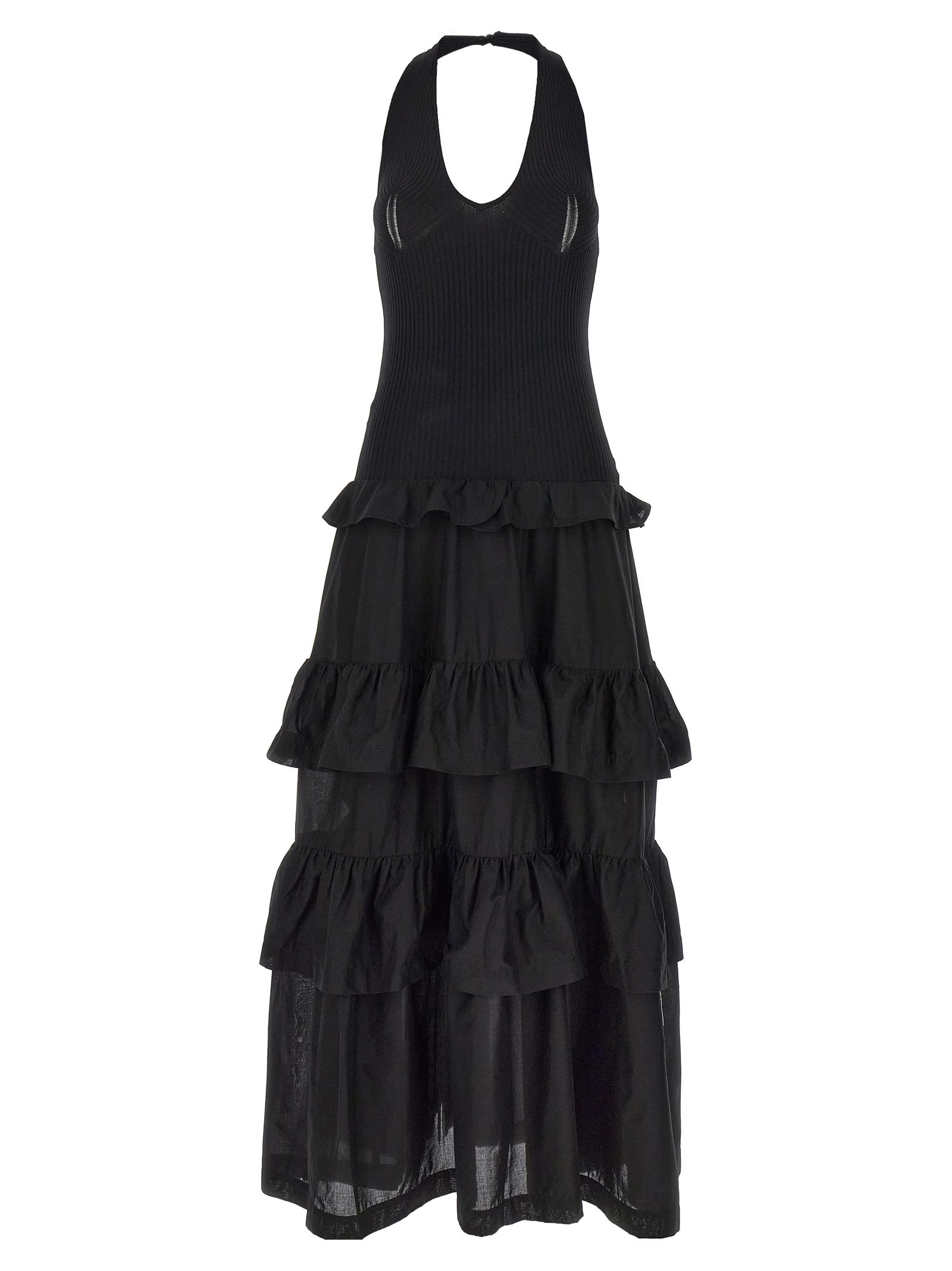 Shop Twinset Tiered Dress In Black