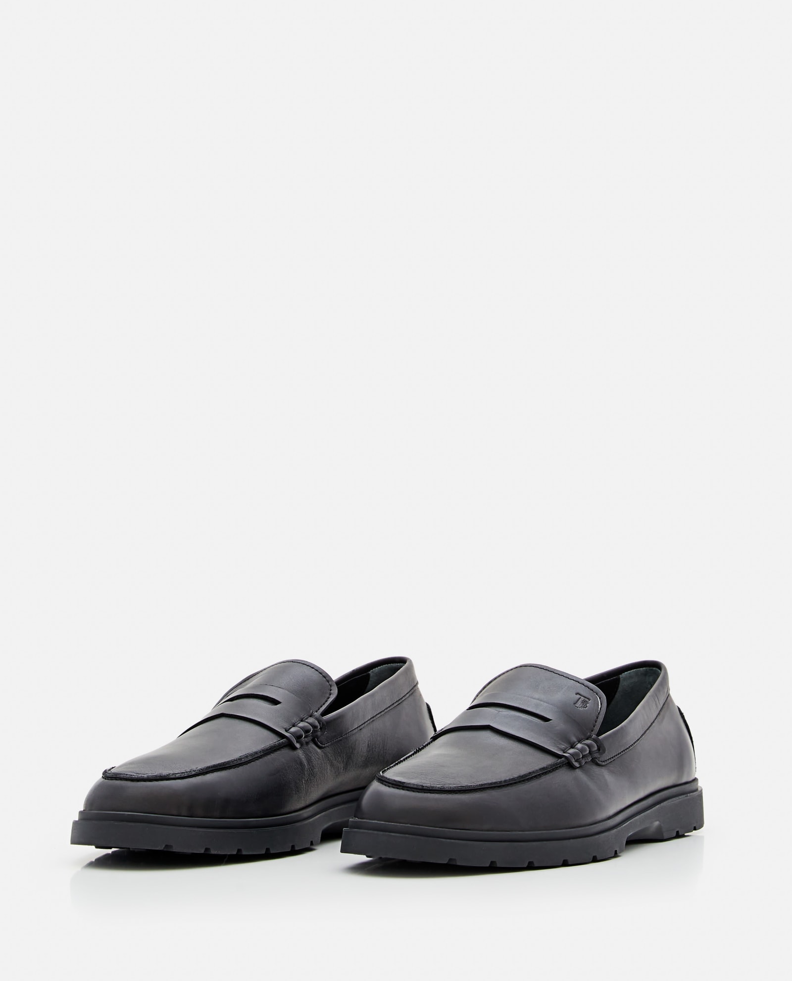 Shop Tod's Leather Loafers In Black