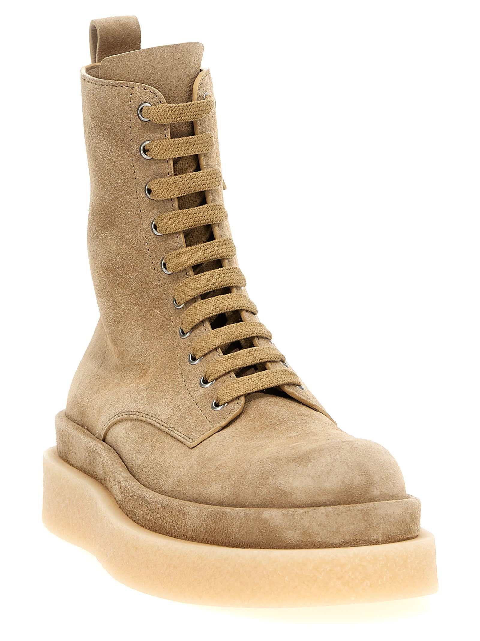 Shop Jil Sander Suede Ankle Boots In Beige