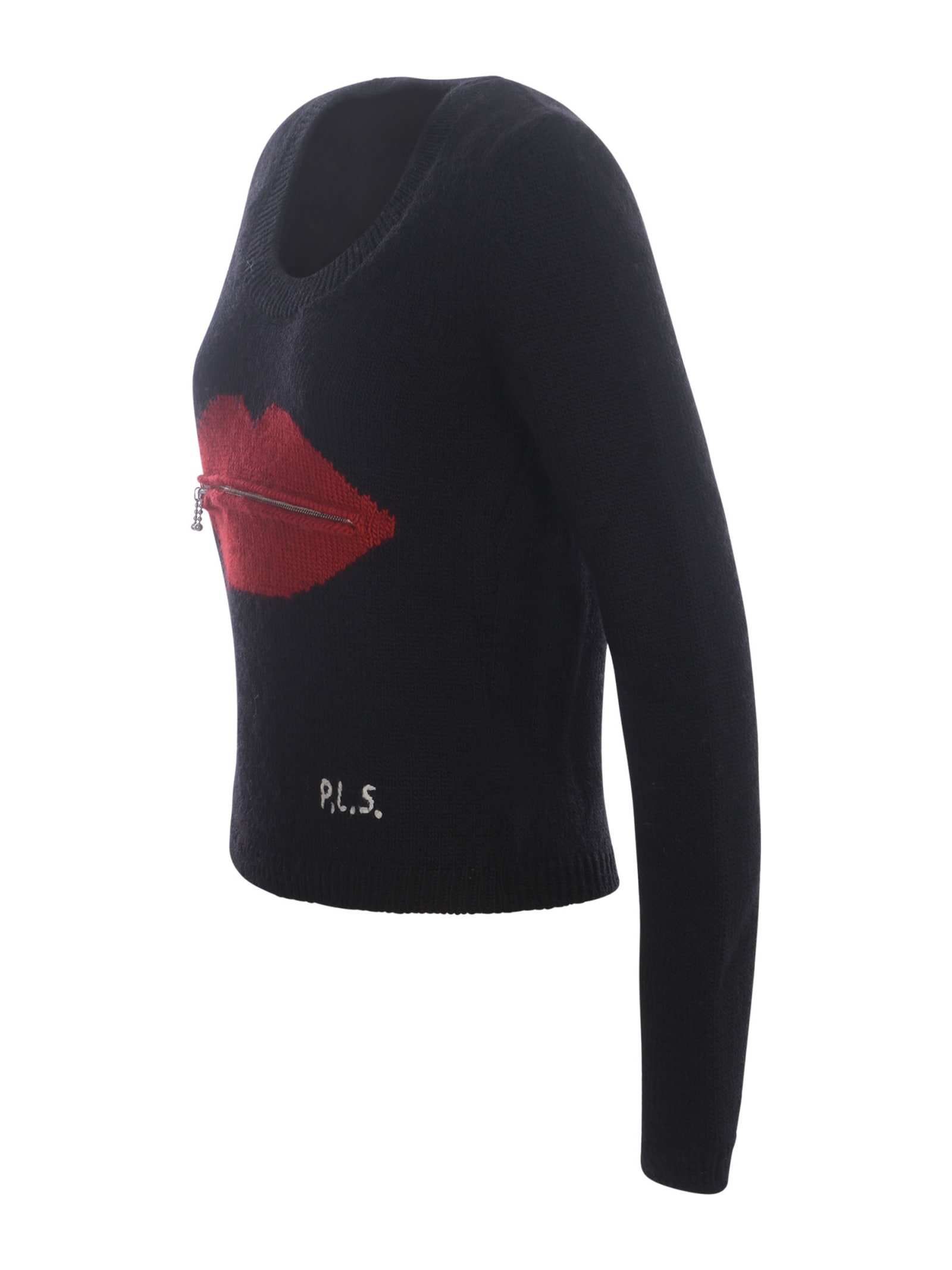 Shop Philosophy Di Lorenzo Serafini Sweater Philosophy Red Lips In Virgin Wool In Nero