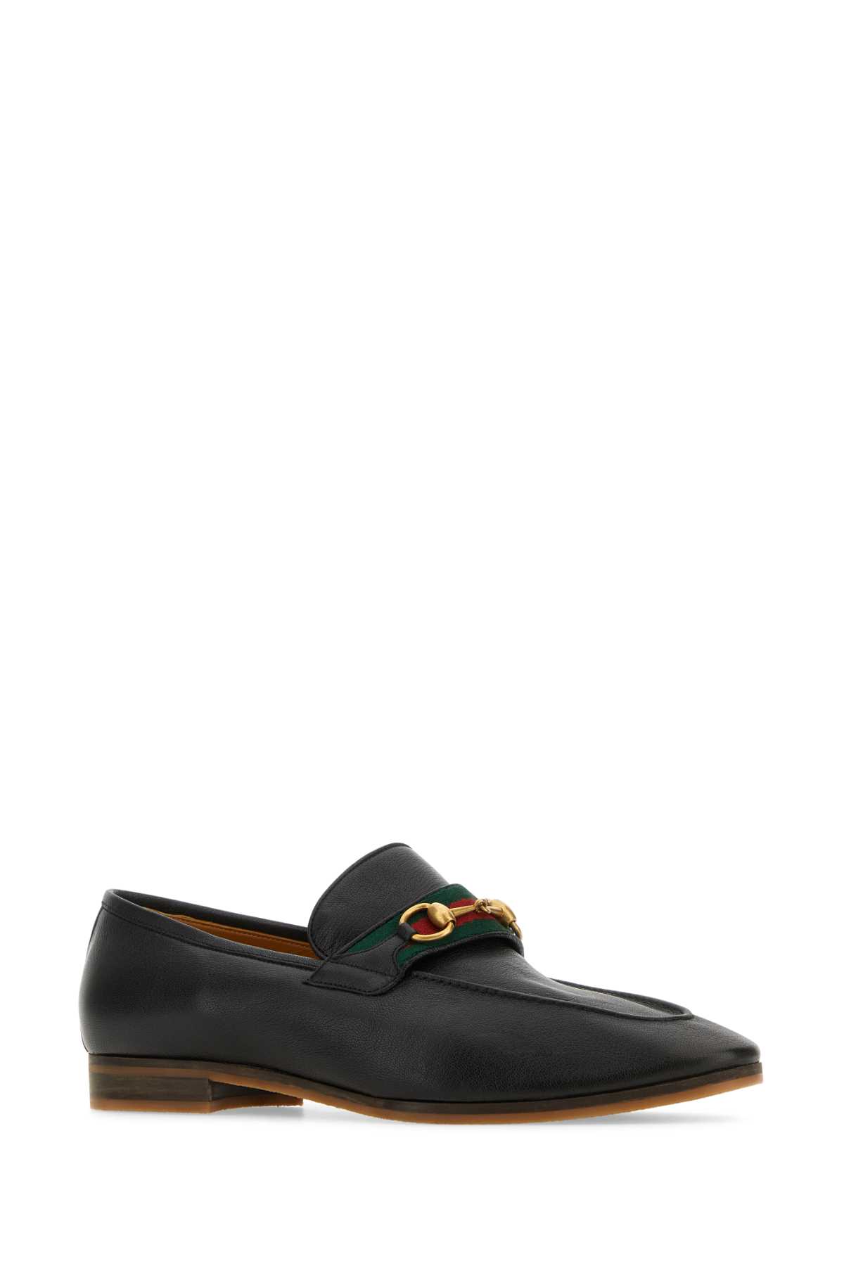 Shop Gucci Black Leather Loafers In Blk