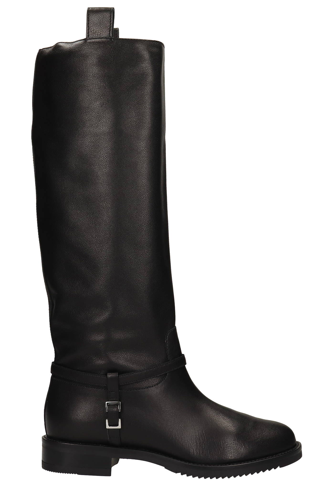 Sergio Rossi Low Heels Boots In Black Leather