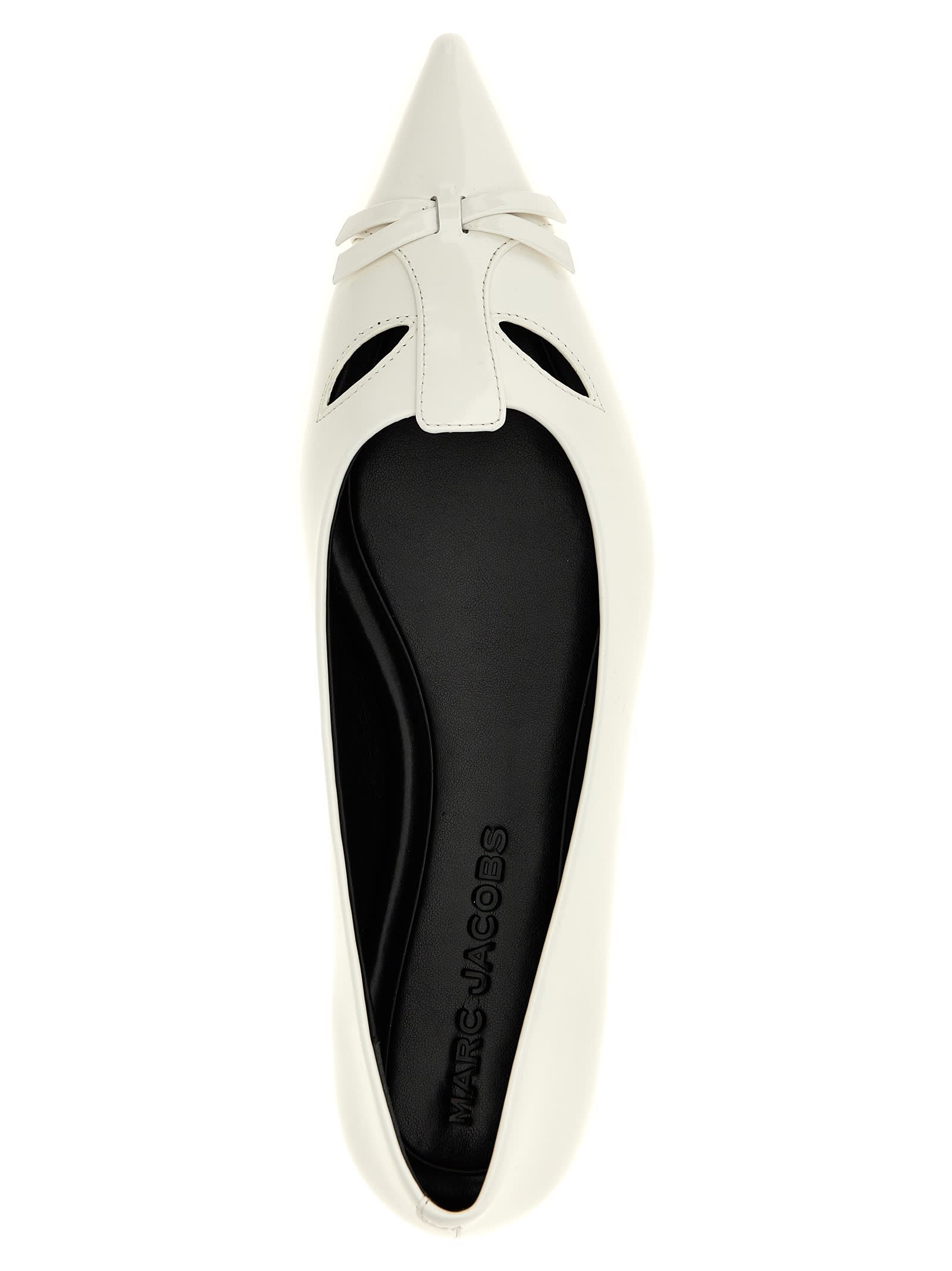 Marc Jacobs White Pointed Toe Ballet Flats In White