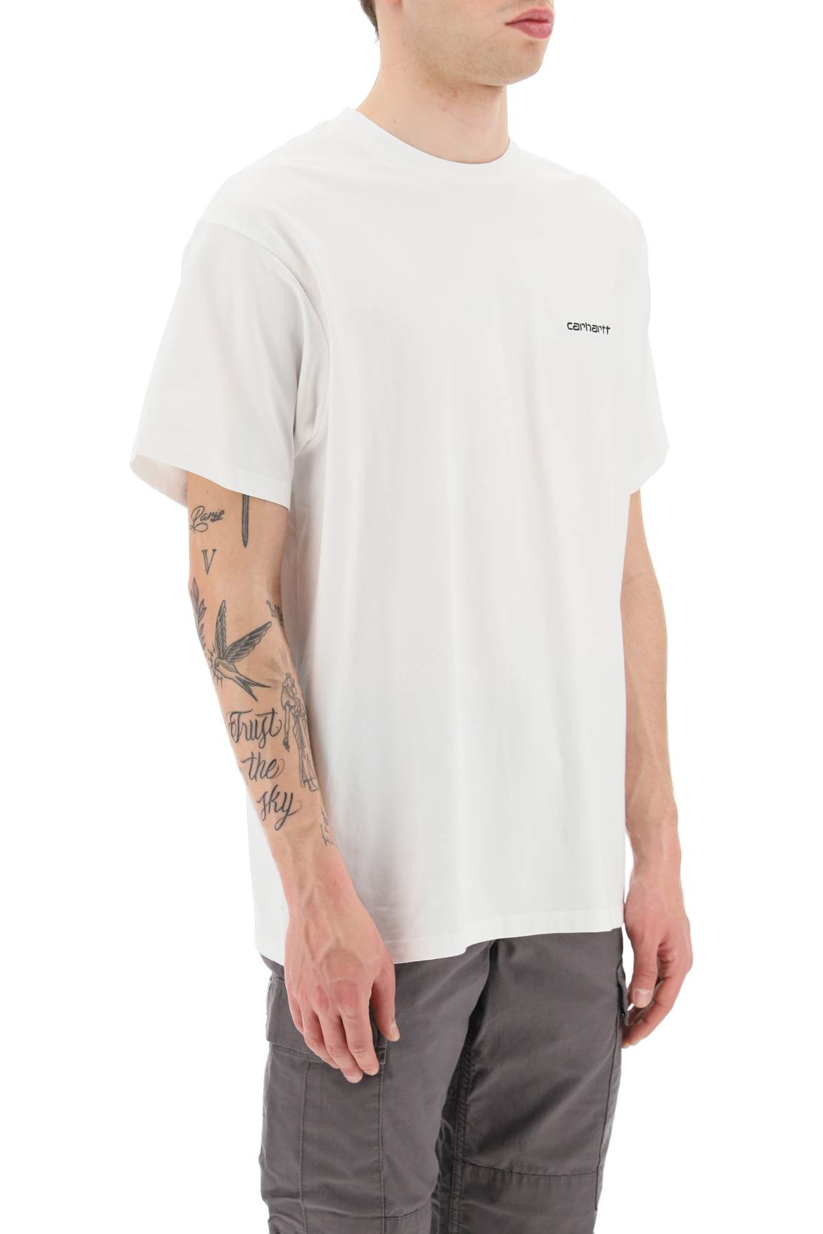 Carhartt Wip Logo Embroidery T Shirt In White