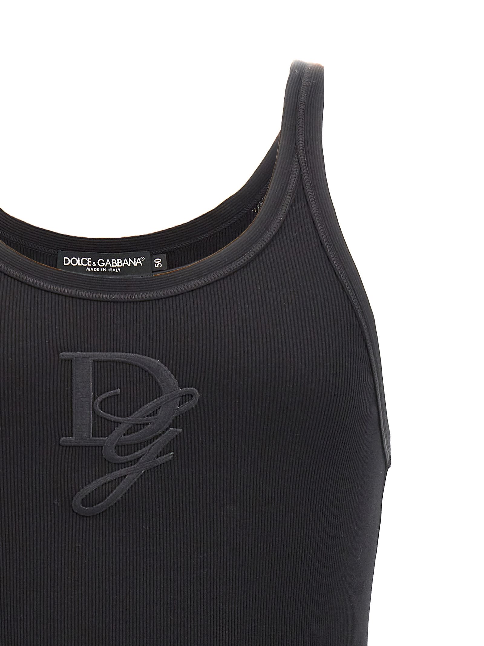 Dolce & Gabbana 'tank Top With Dg Embroidery In Black