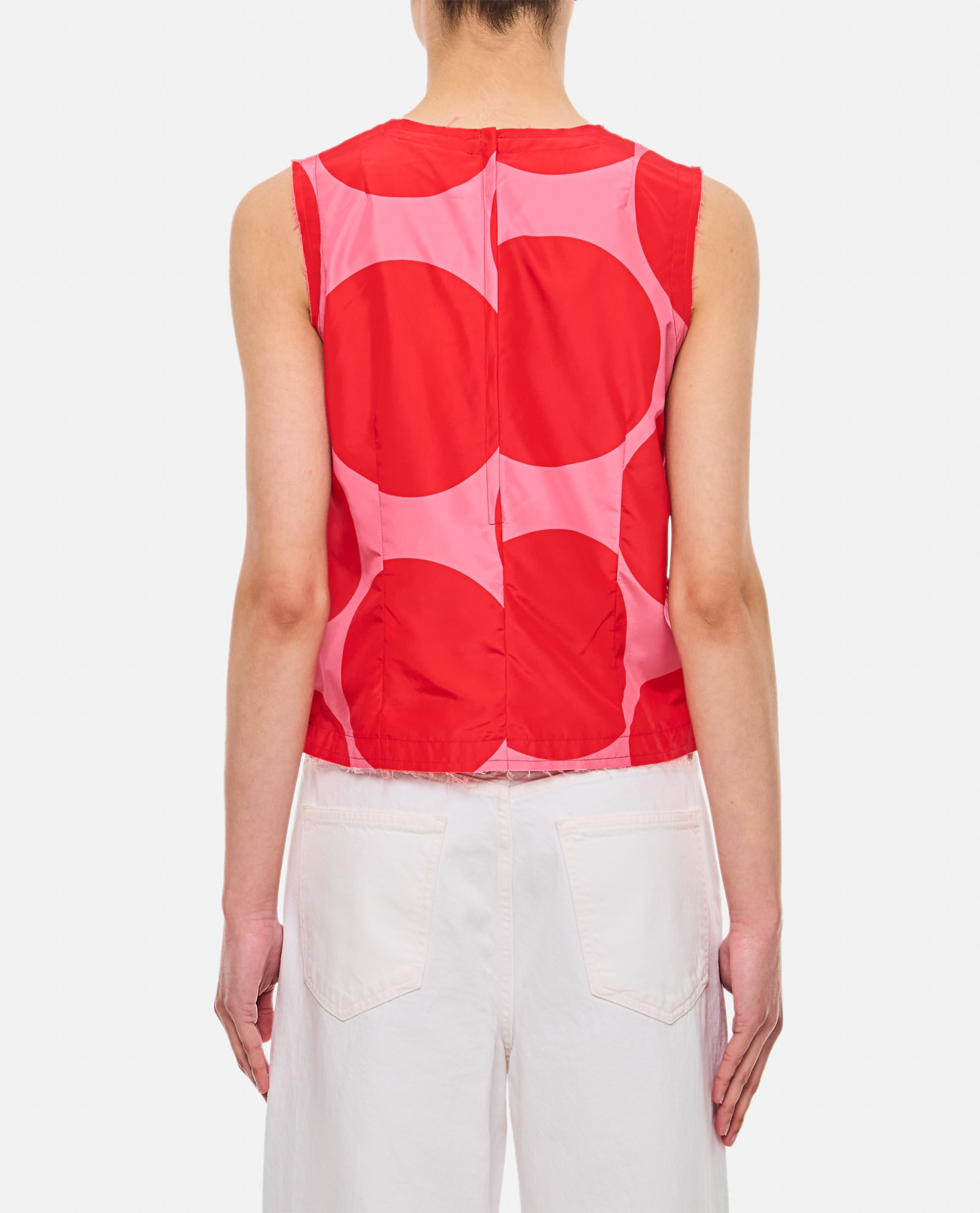 Shop Comme Des Garçons Draped Pattern Gilet In Red