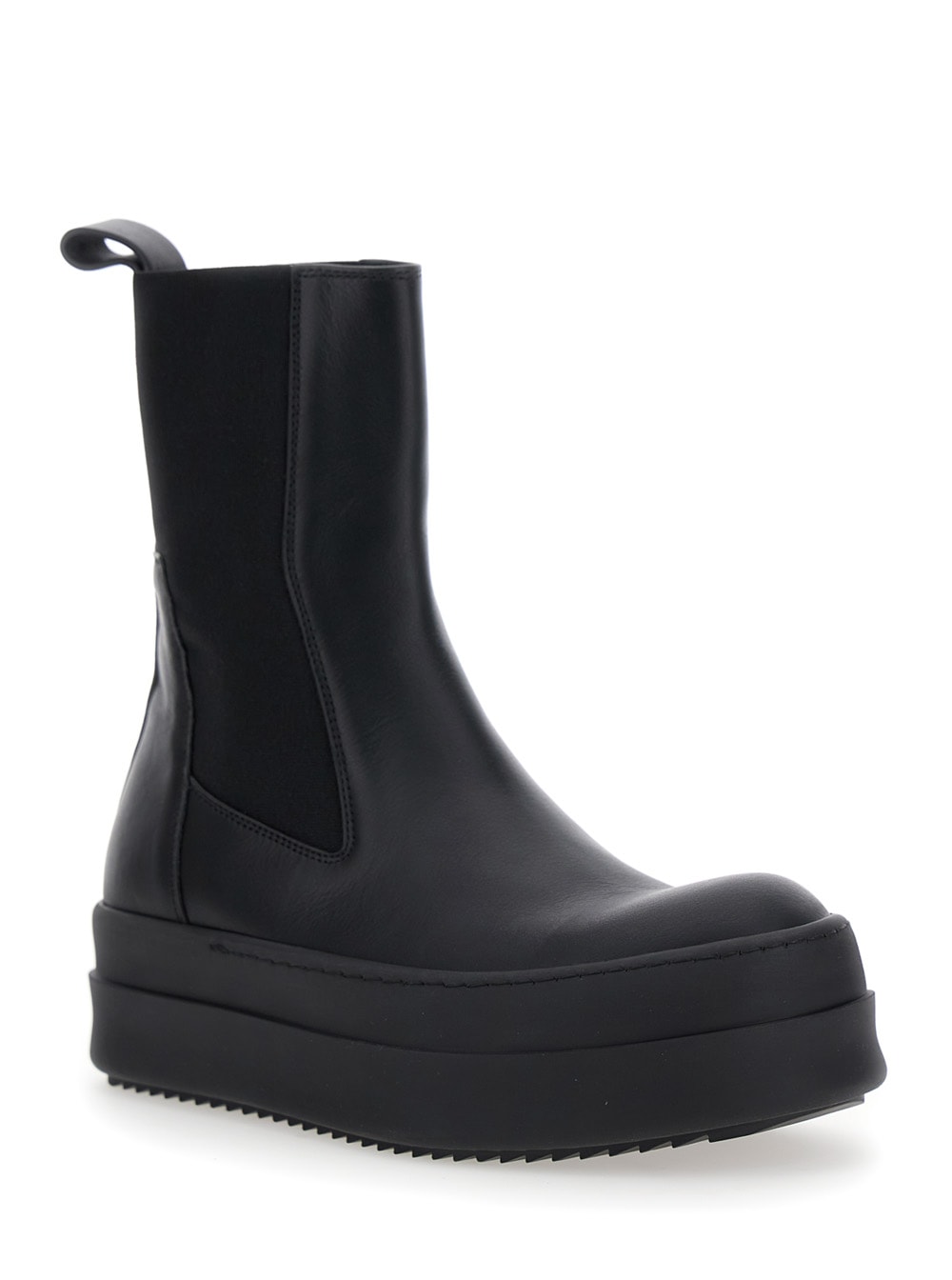 Shop Rick Owens Mega Bumper Black Boots With Chunky Sole In Leather Woman