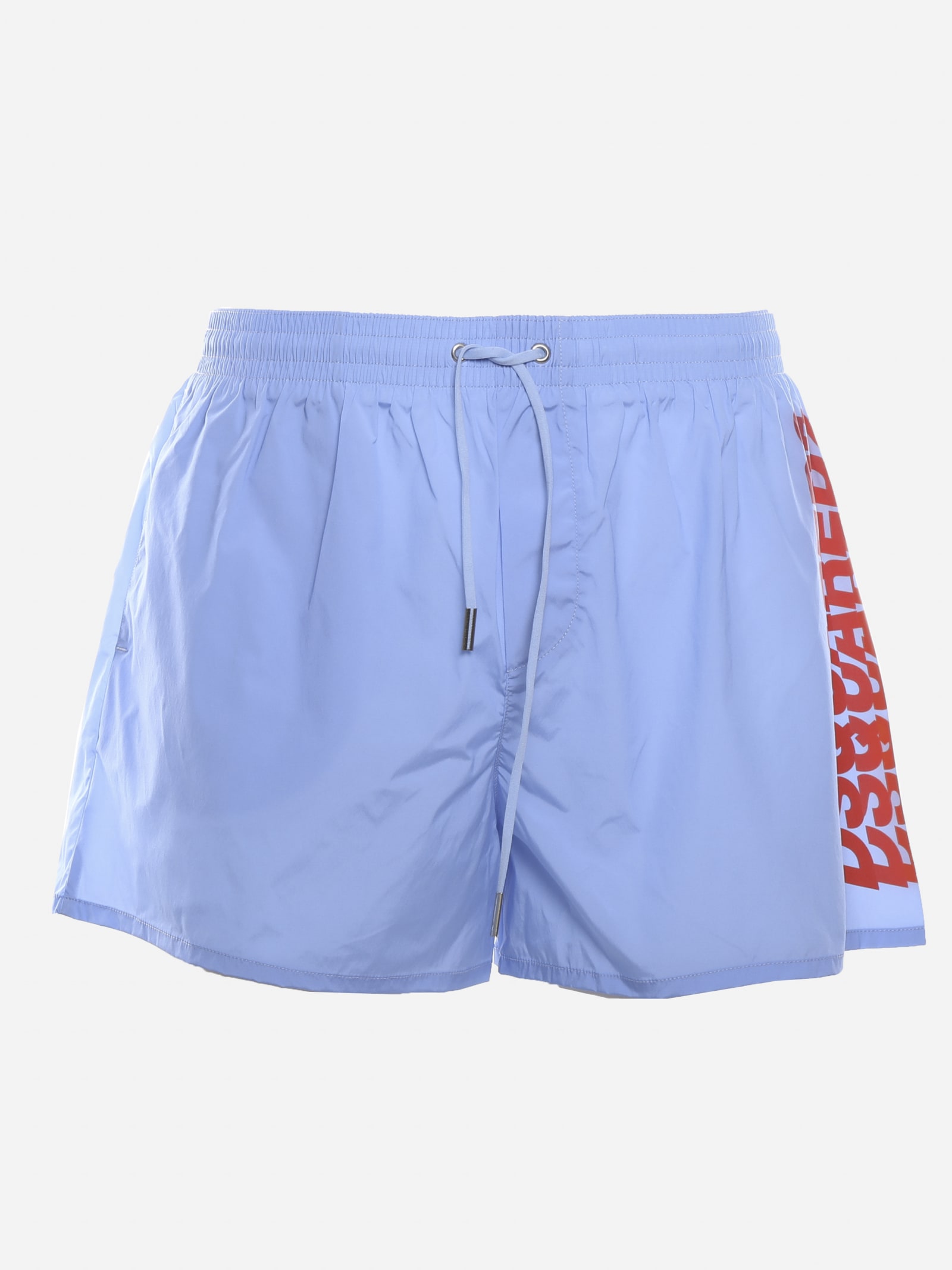 Dsquared2 Technical Fabric Swim Shorts With Logo Shadows In Light Blu