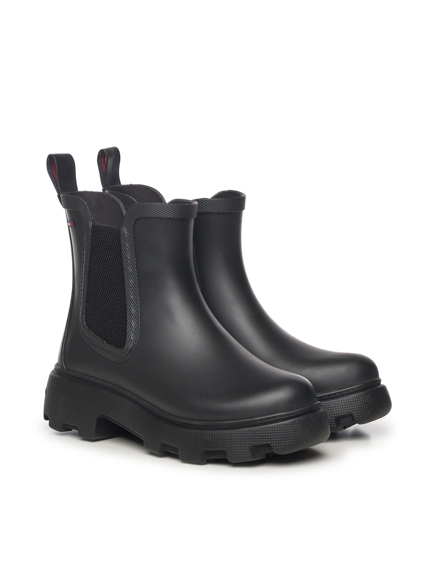 Tommy Hilfiger Rubber Rain Boots In Black