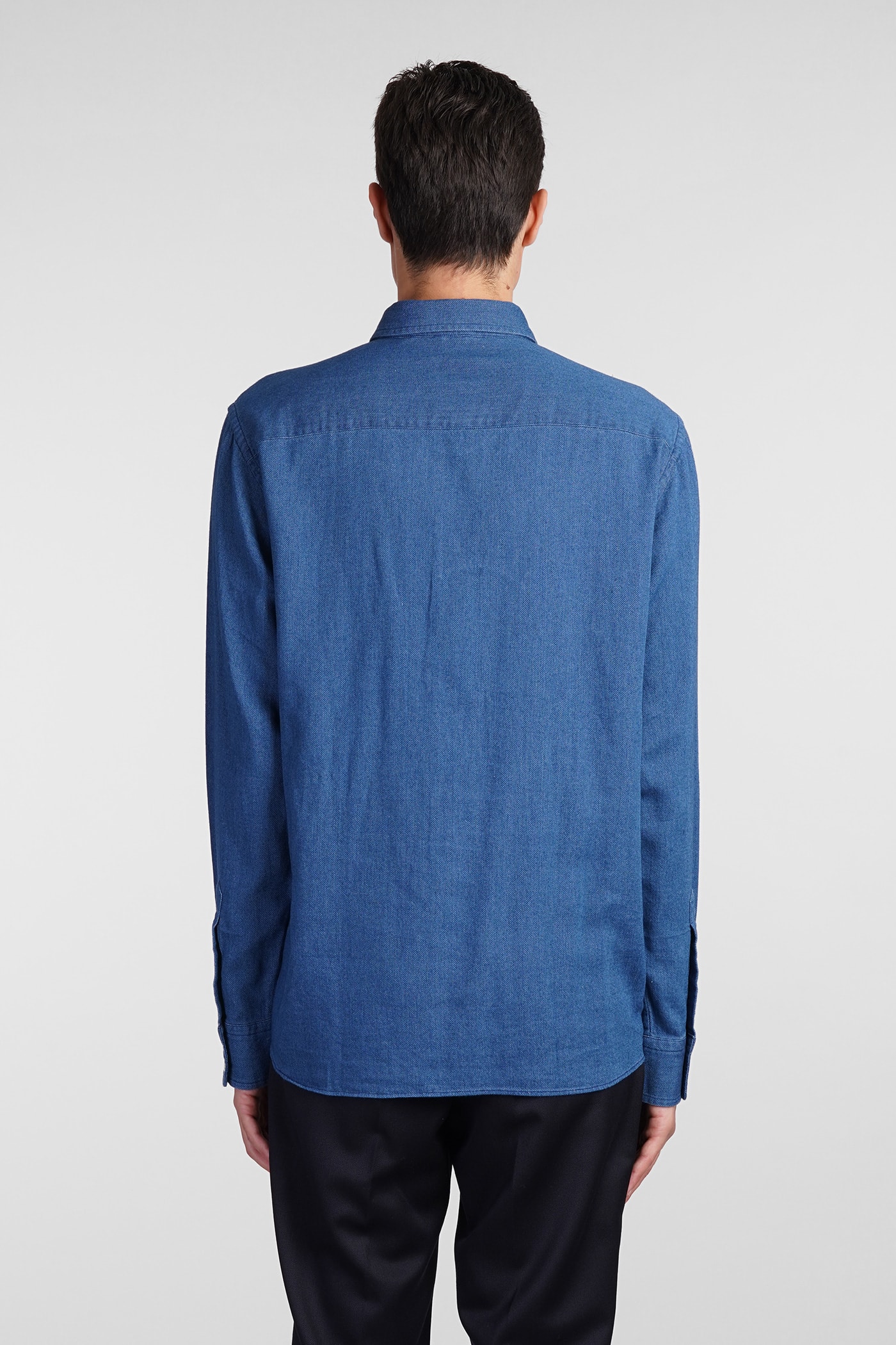 Shop Aspesi Glenn Shirt In Blue Cotton