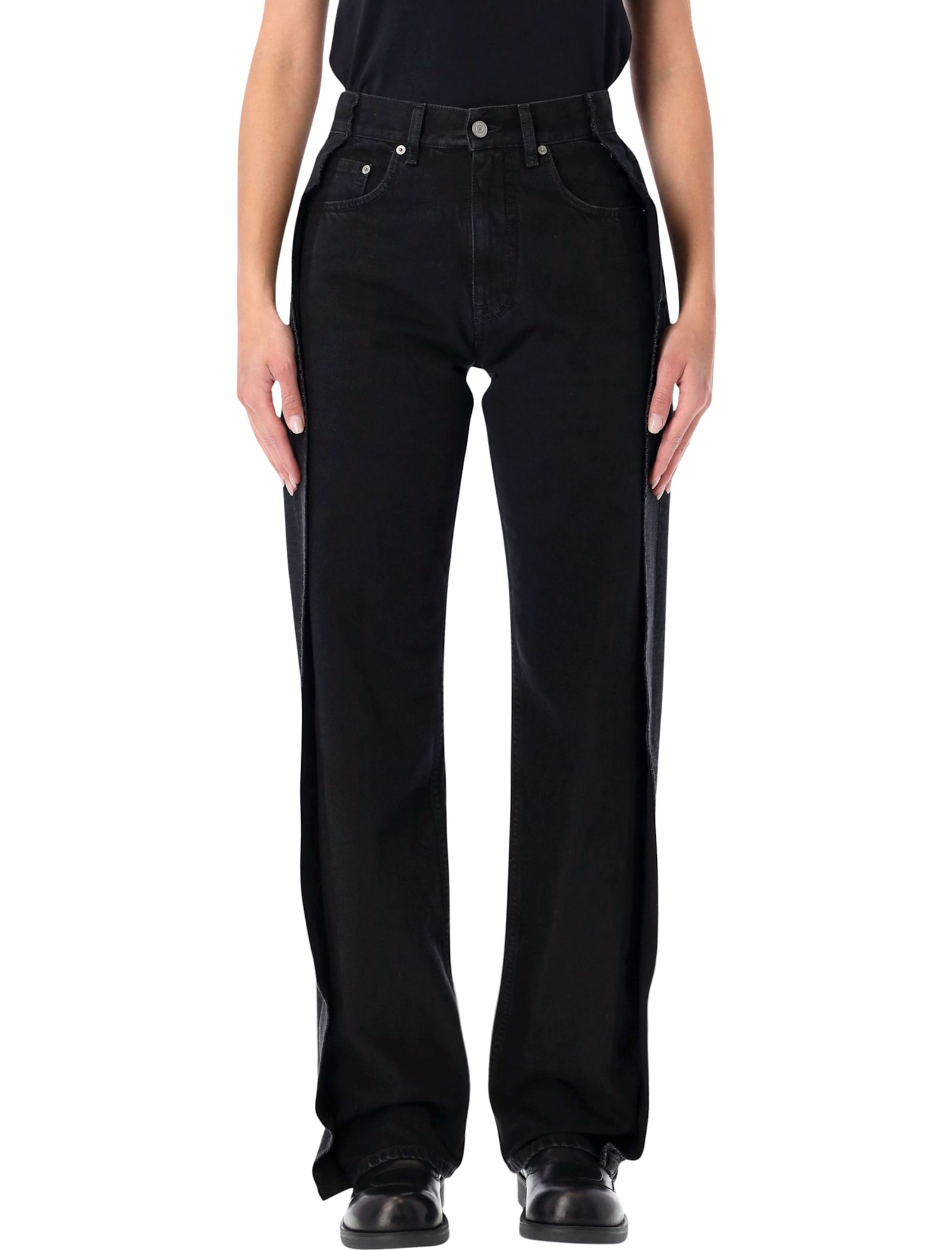 Mm6 Maison Margiela Black Straight-leg Jeans