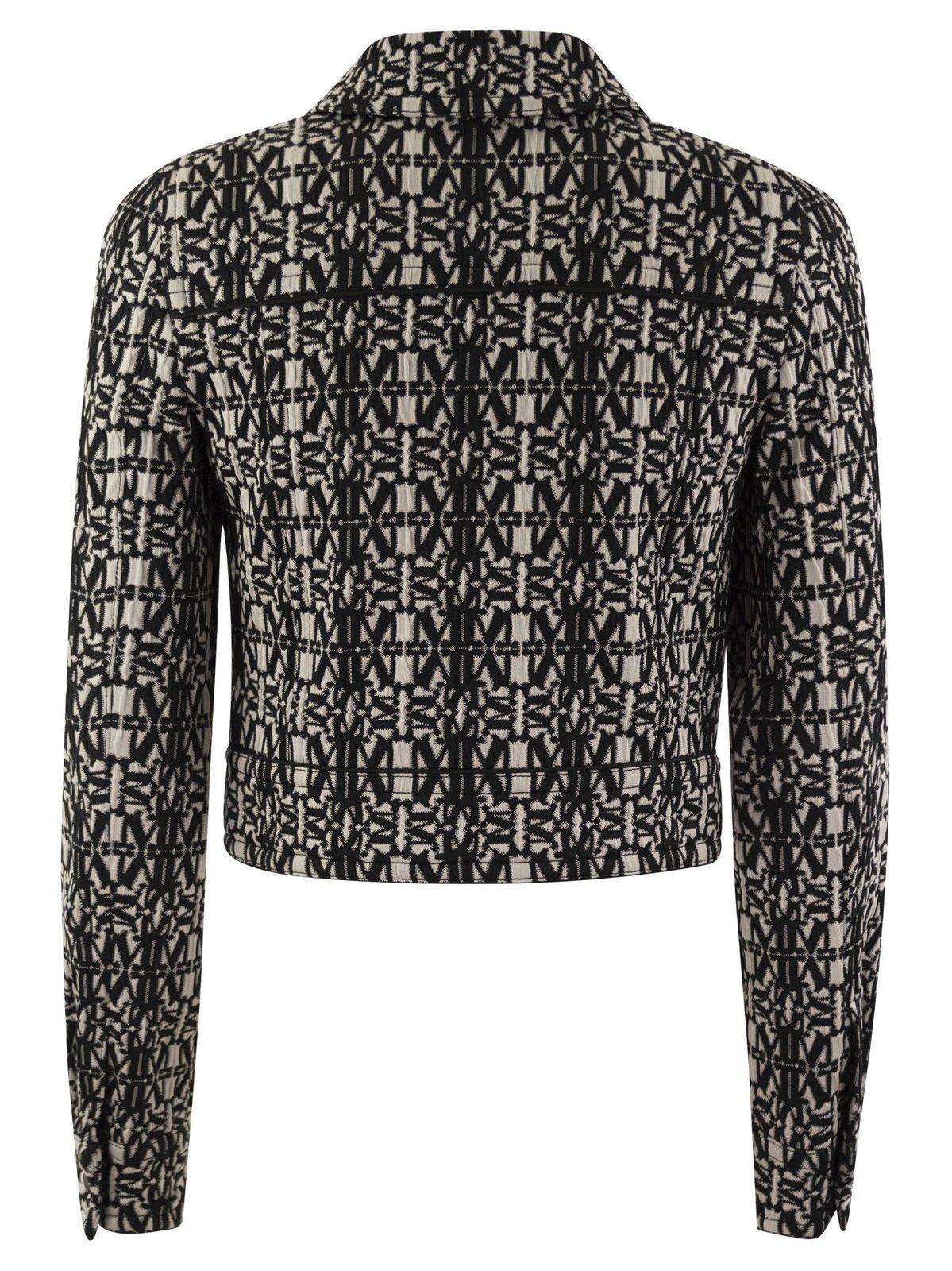 Shop Max Mara All-over Patterned Zip-up Jacket In White