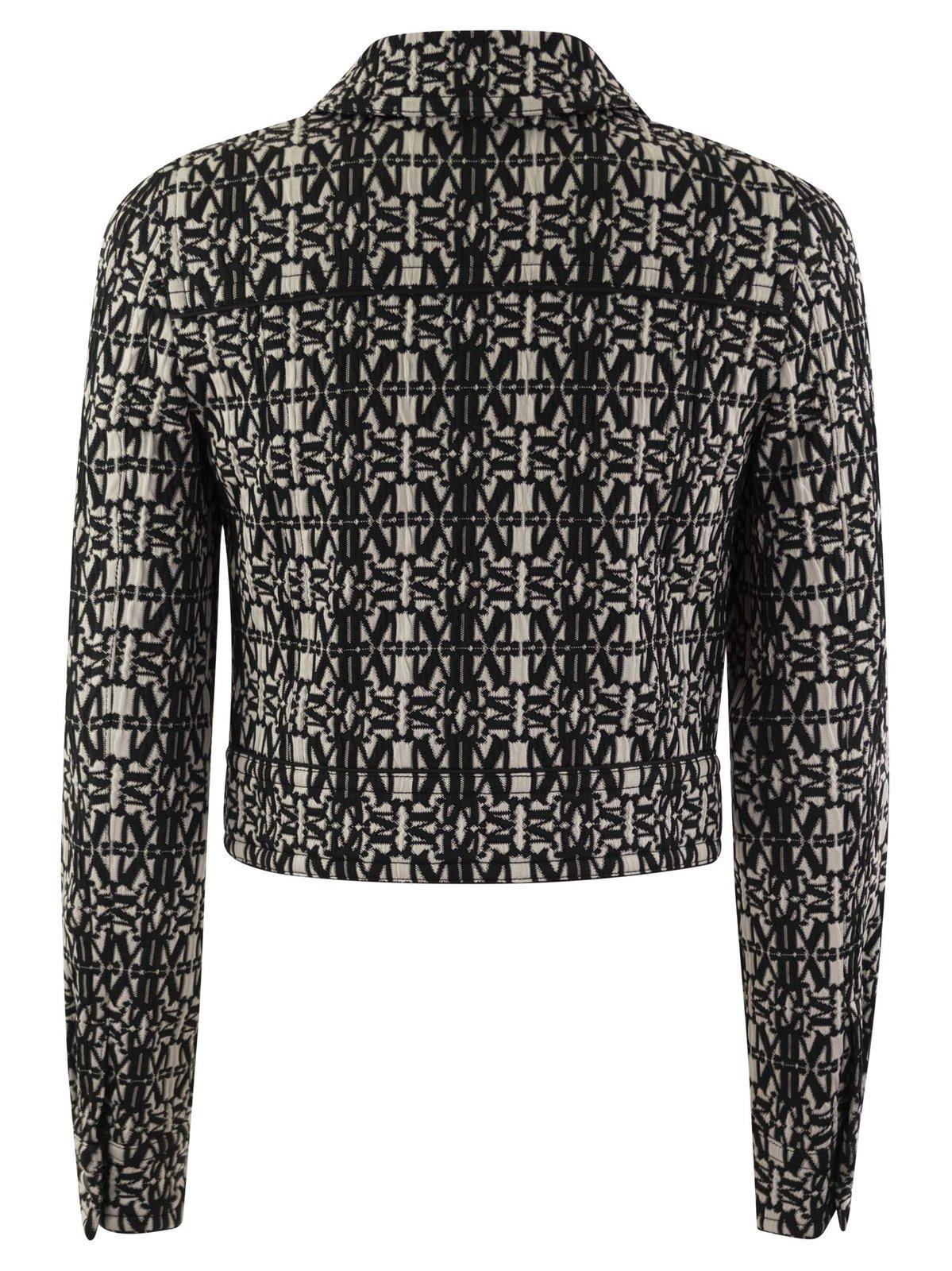 Max Mara Black Tony Monogram-pattern Cropped Jacket In White