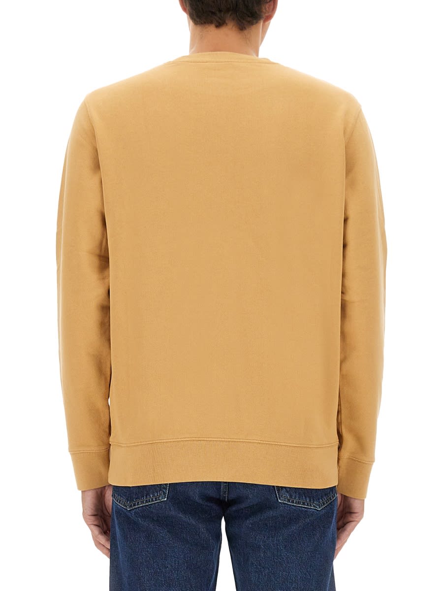 Shop Maison Kitsuné Sweatshirt With Logo Patch In Beige