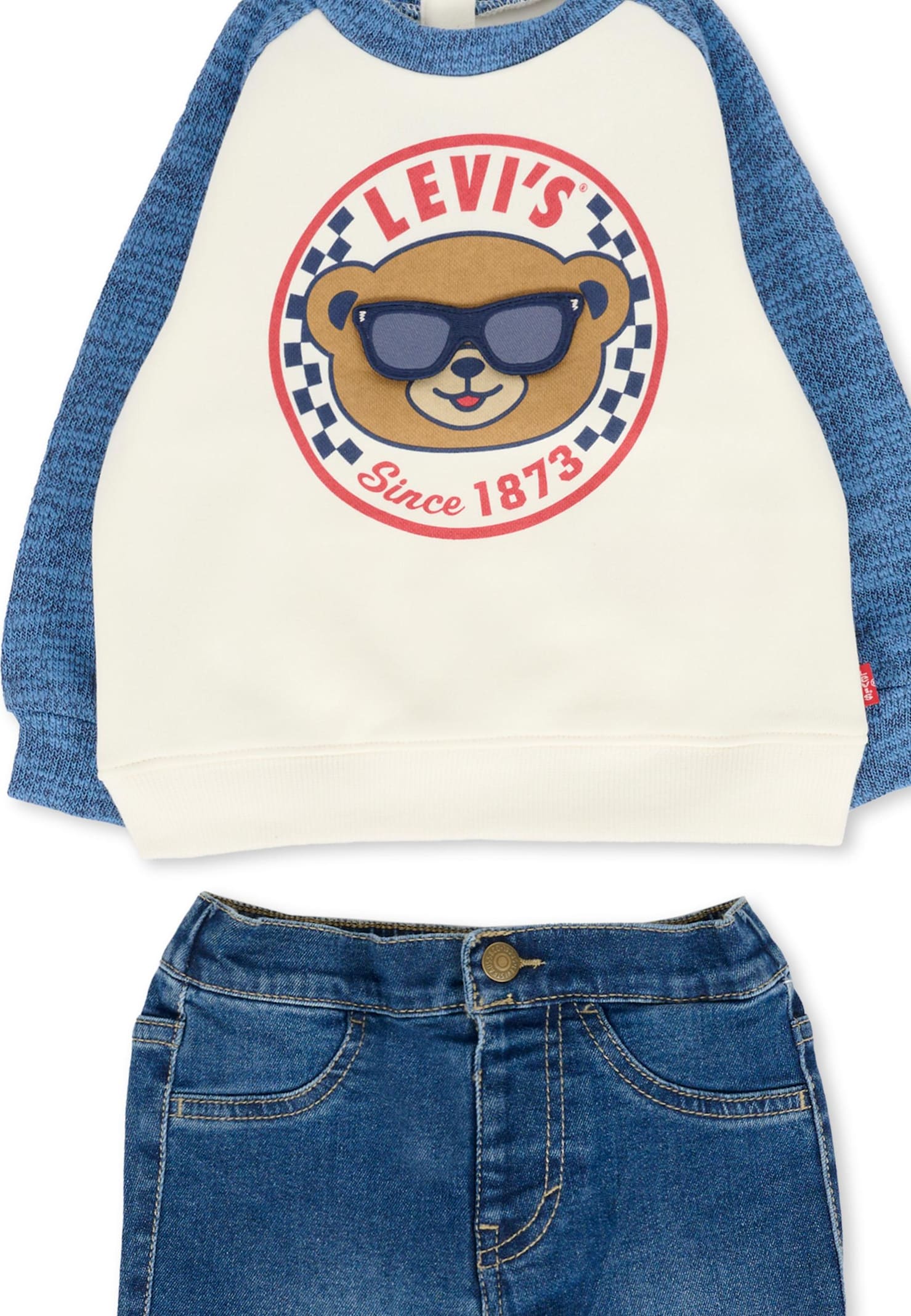 Levi's Blue Suit For Baby Boy With Bear In Animal Print