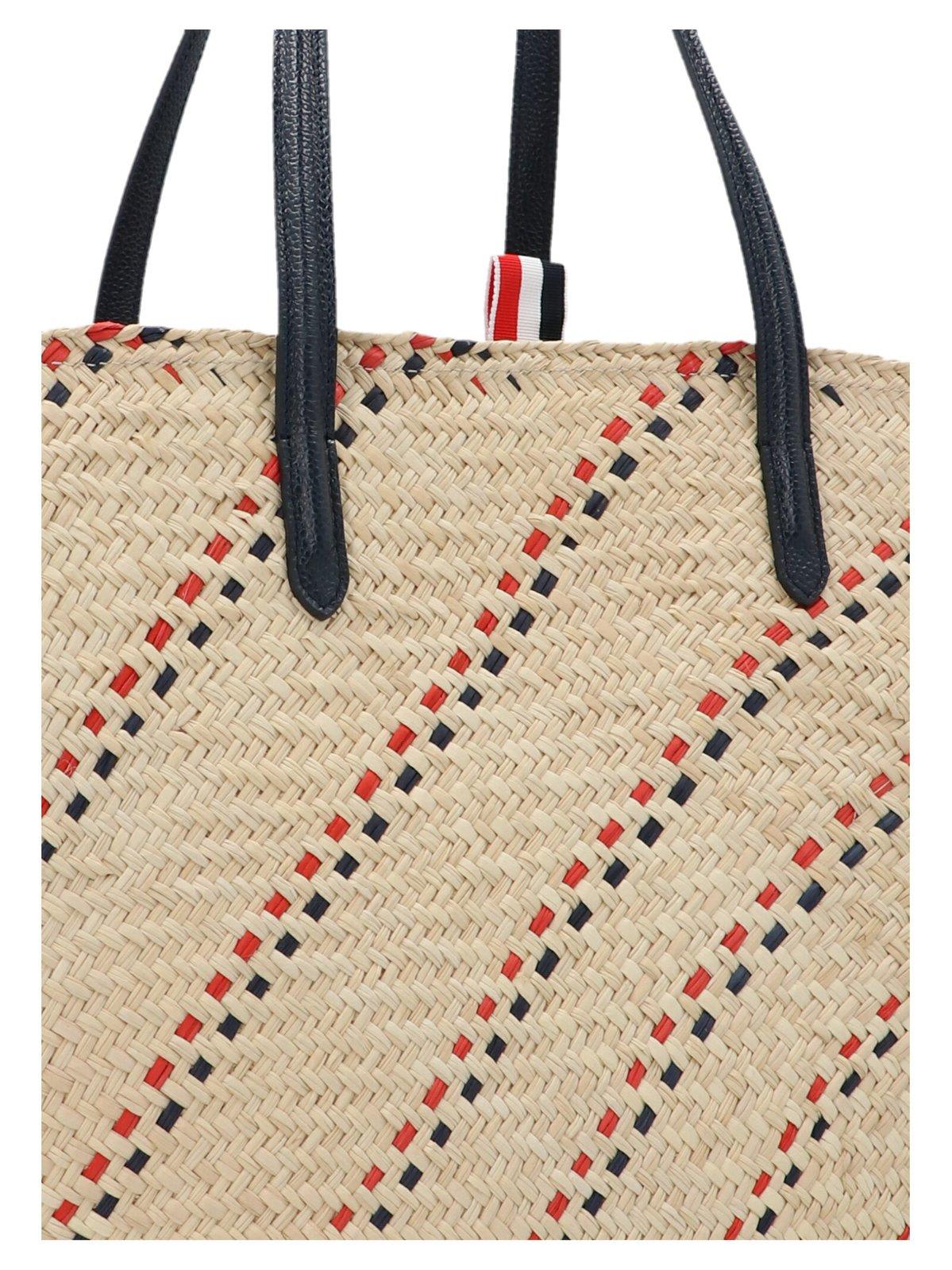 Shop Thom Browne Rwb-stripe Top Handle Bag In Red