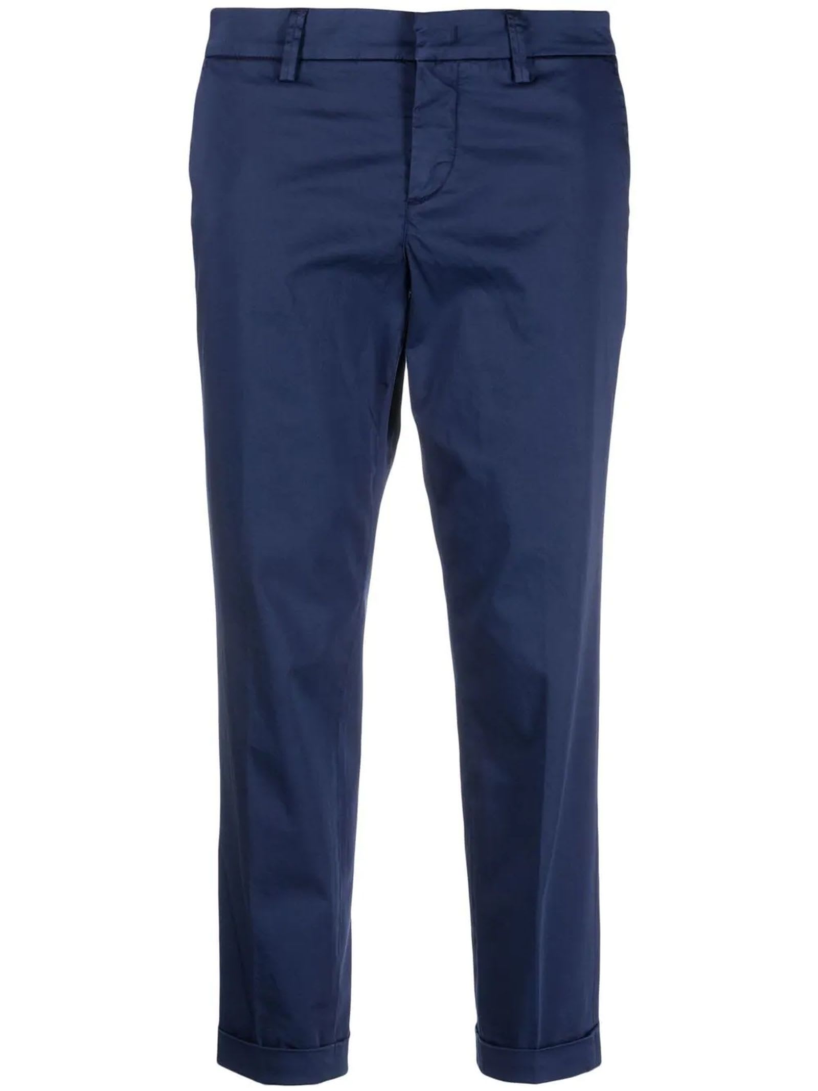 Blue Stretch-cotton Trousers Fay
