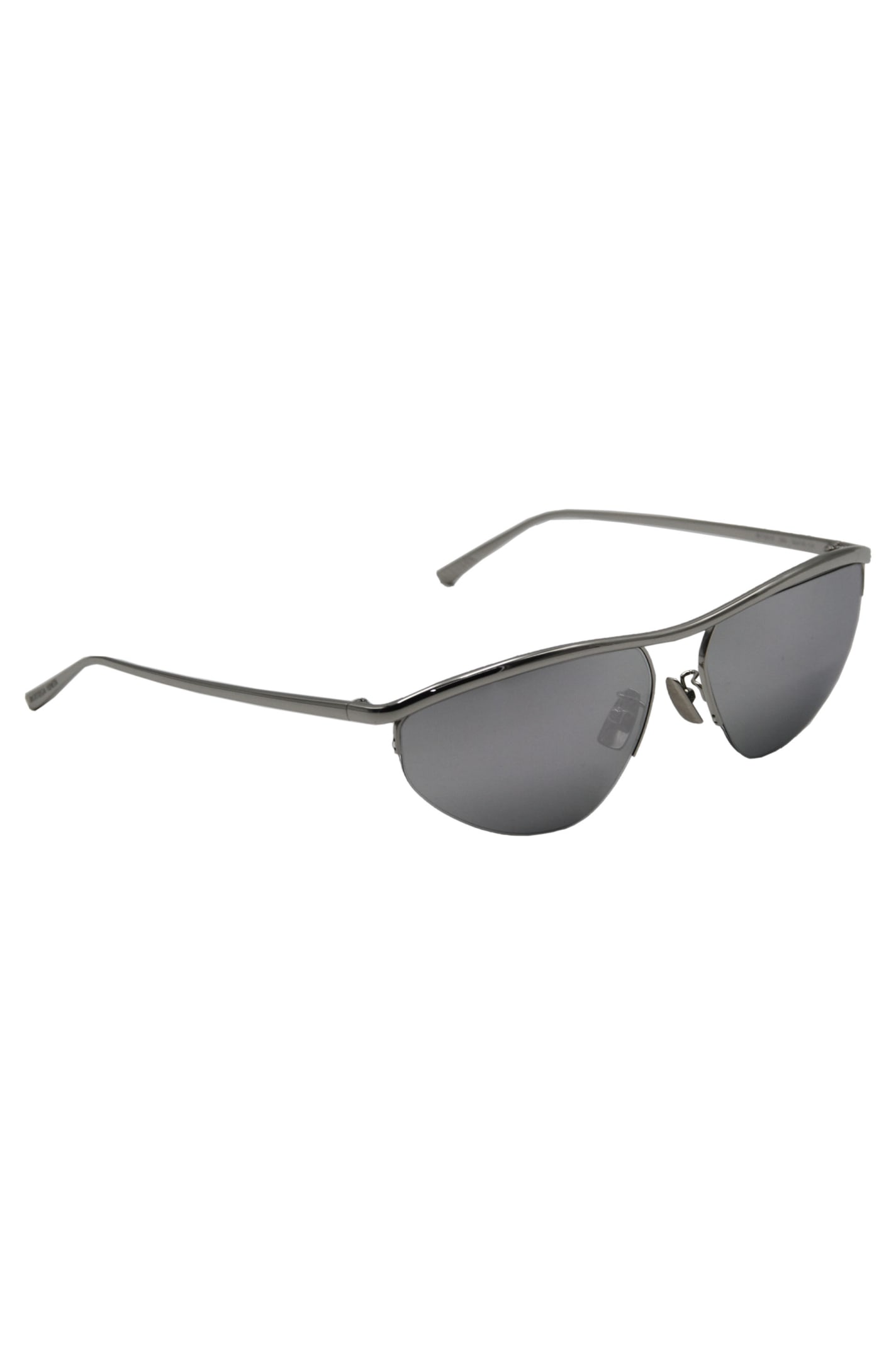 Shop Bottega Veneta Half Frame Sunglasses In Silver