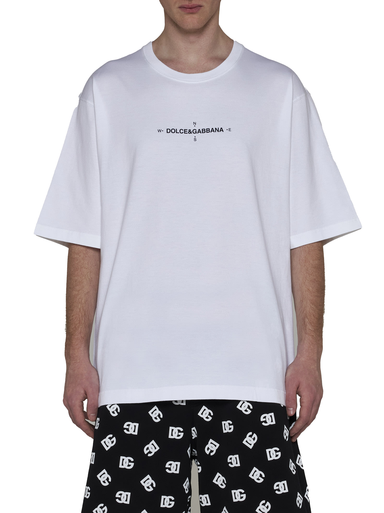 Dolce & Gabbana Oversized T-shirt Aus Baumwolljersey In Bianco Otticco
