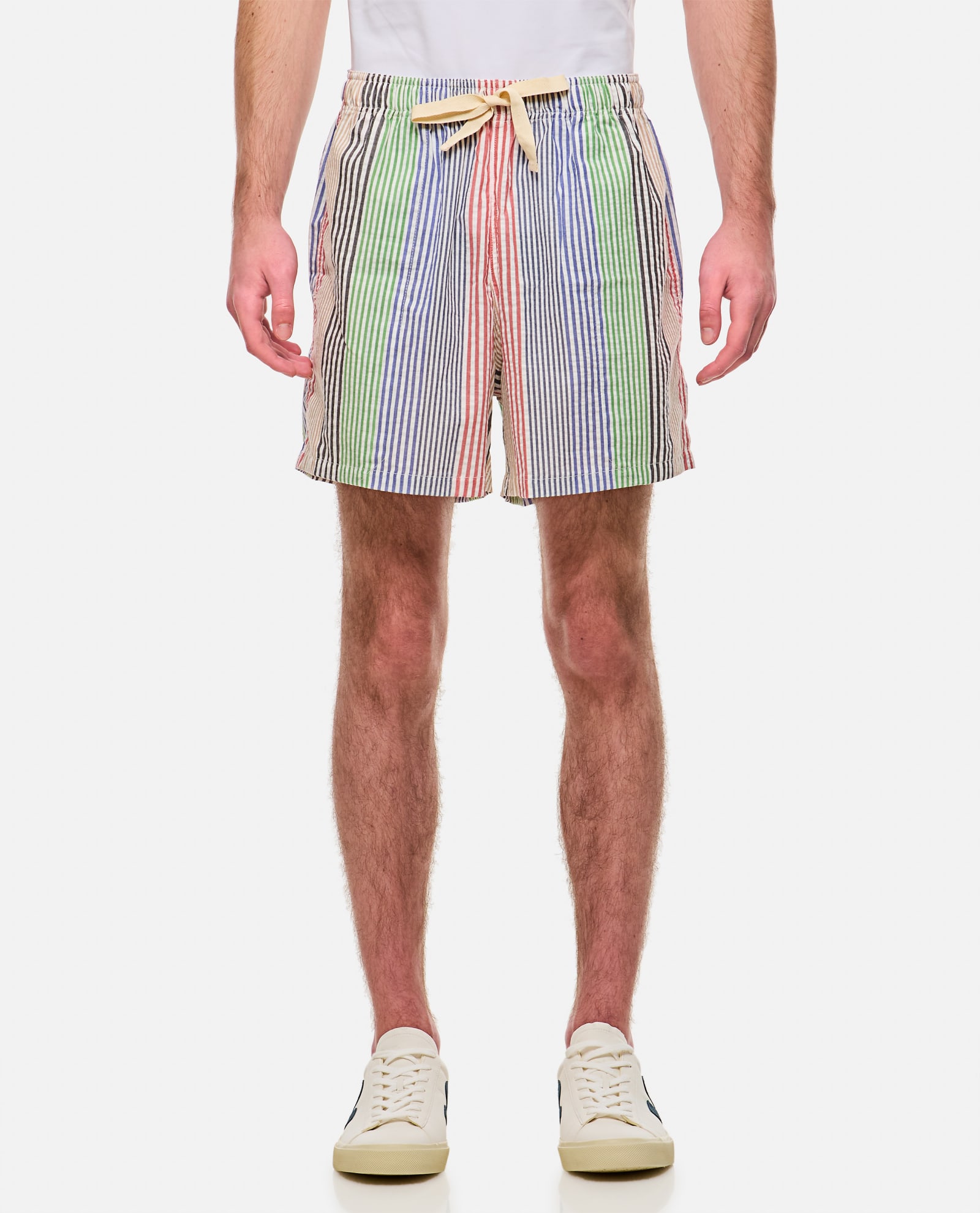 Shop Howlin' Cotton Seersucker Shorts In Multicolour