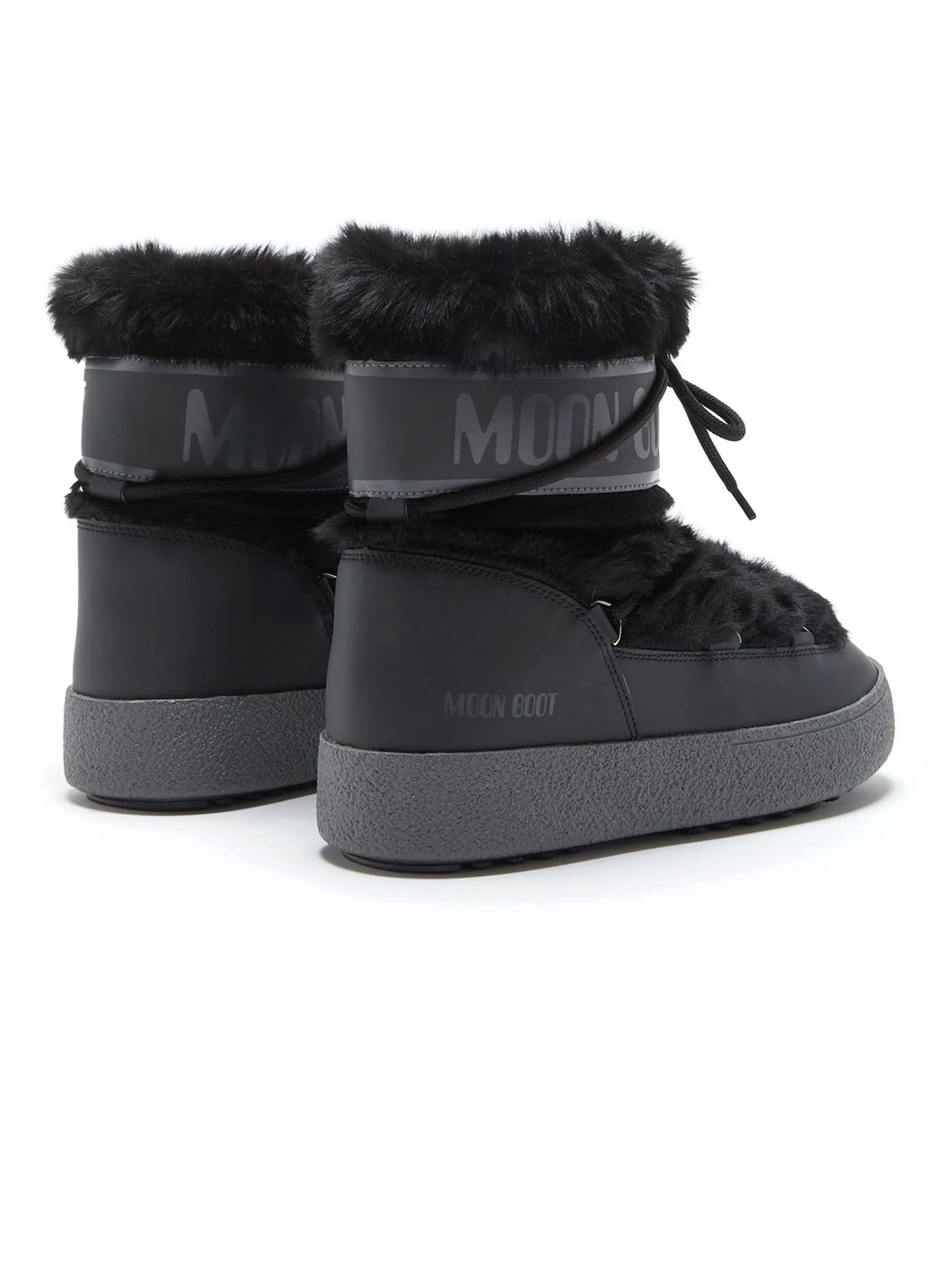 Moon Boot Stivale Ltrack Low Faux Fur Nero In Black