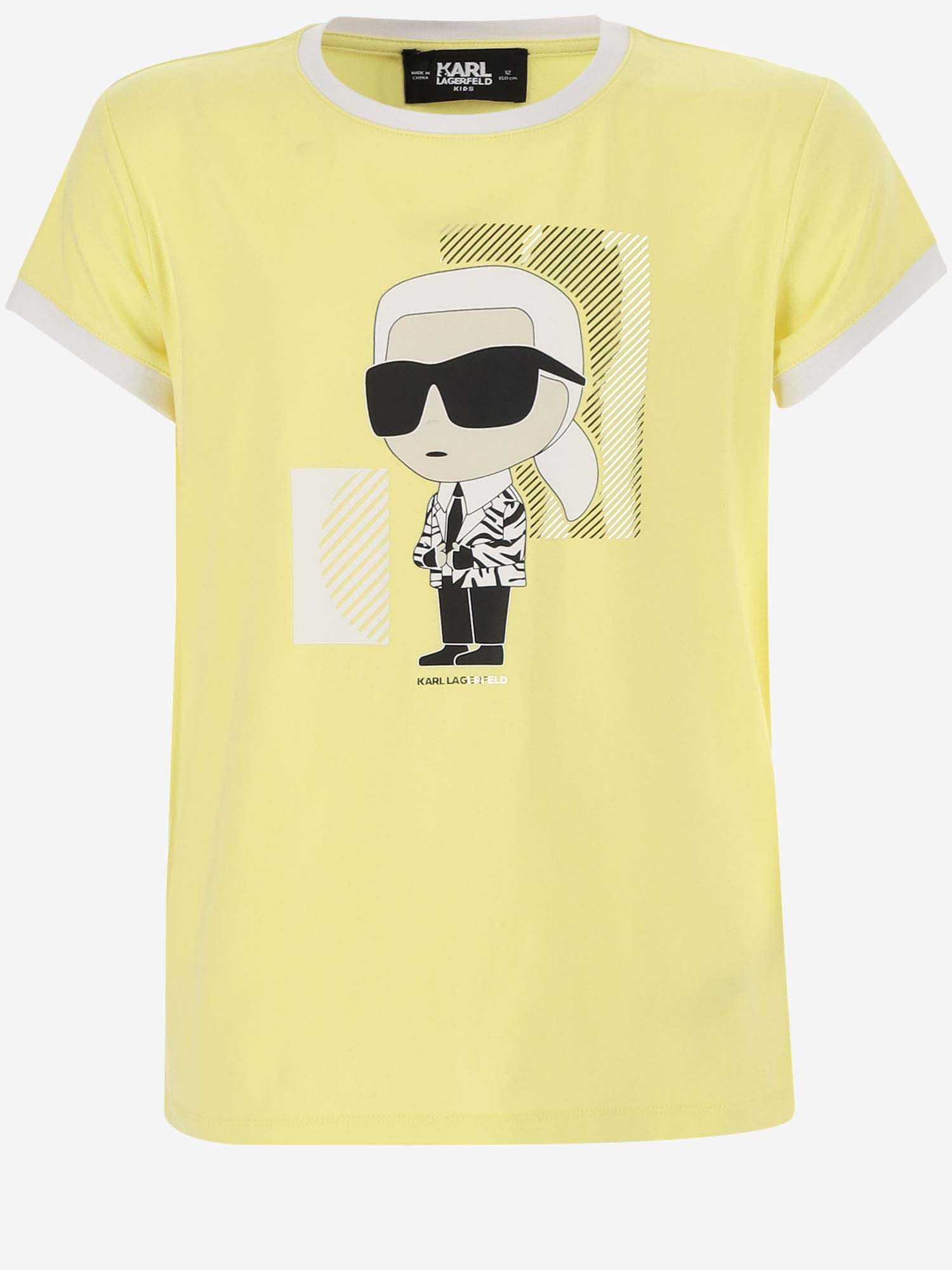 Shop Karl Lagerfeld Cotton Blend T-shirt With Logo In Yellow