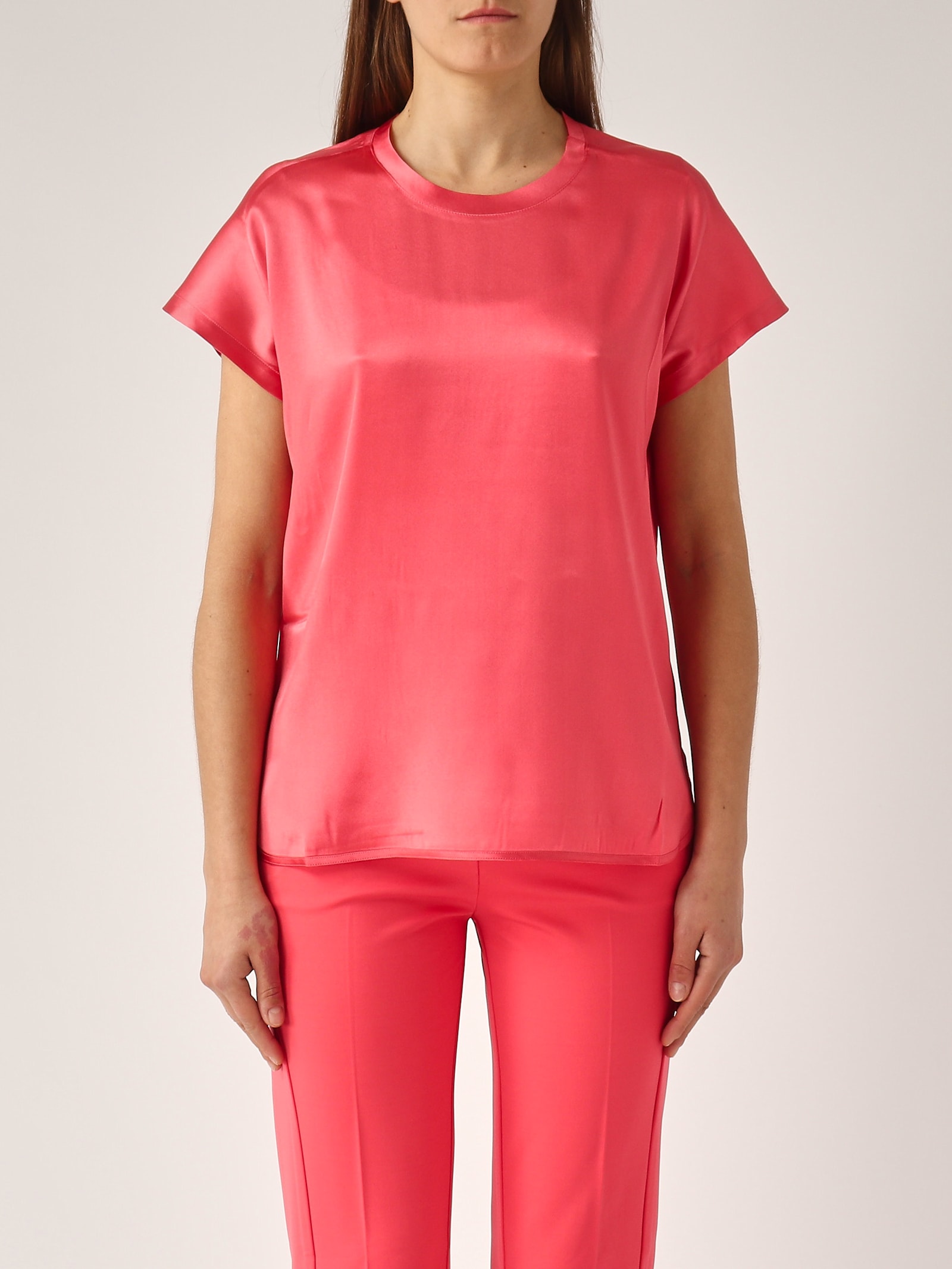 Pinko Farida Blusa Satin Blouse In Corallo