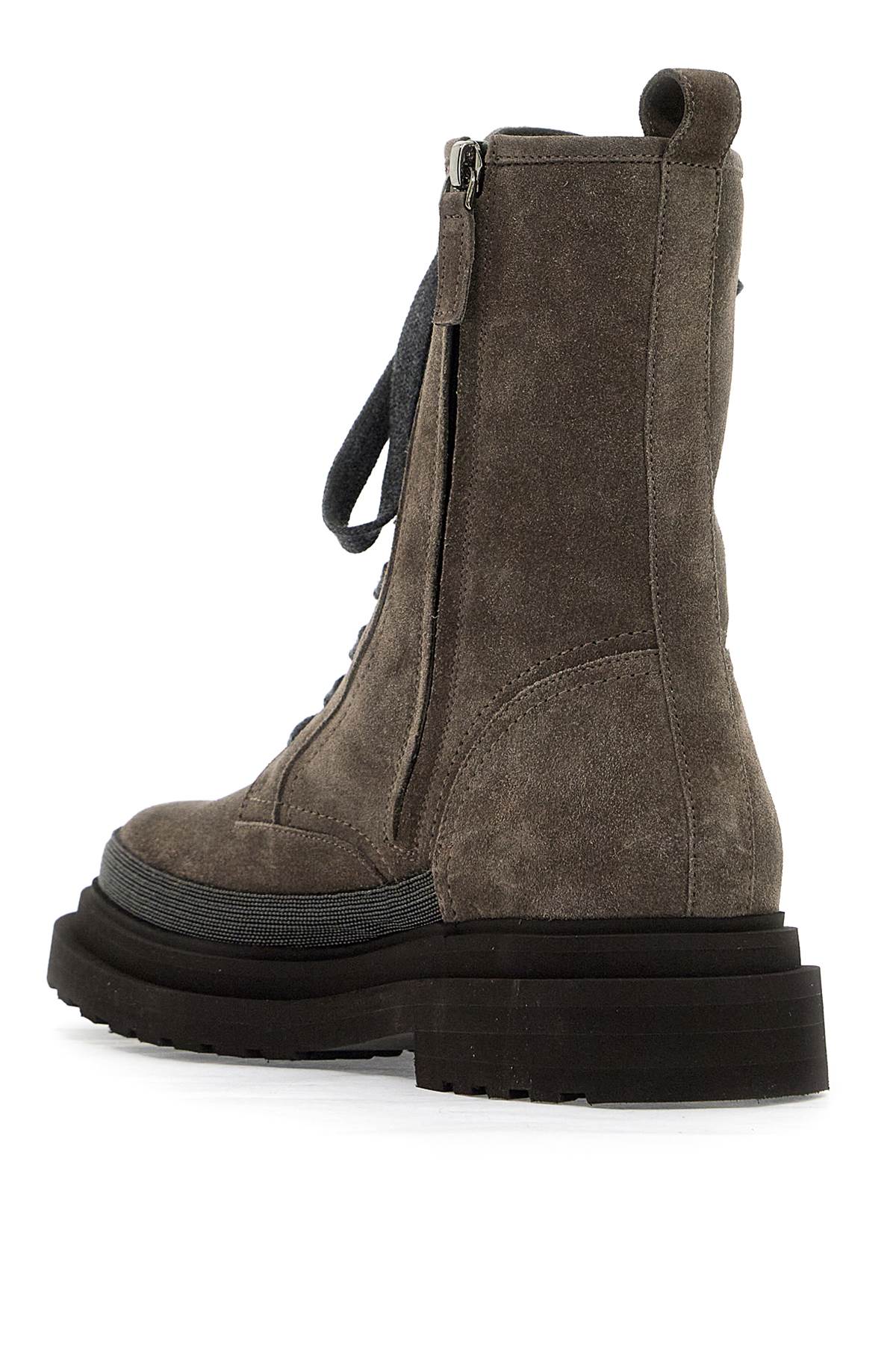 Shop Brunello Cucinelli Suede Boots With Decorative Buckle In Ossido