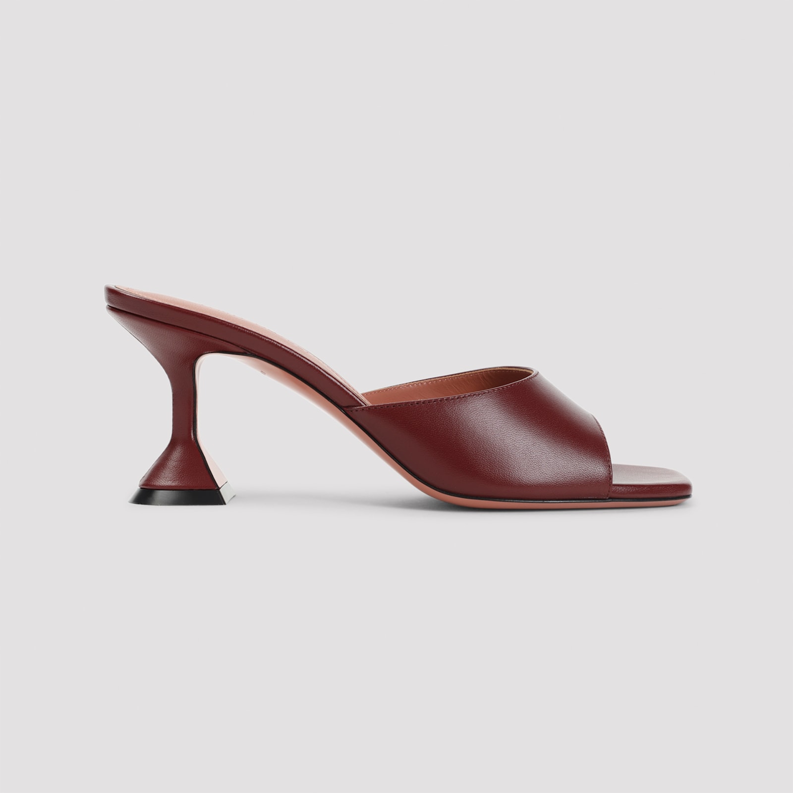 Amina Muaddi Wine Red Nappa Leather Lupita 70 Slippers In Brown
