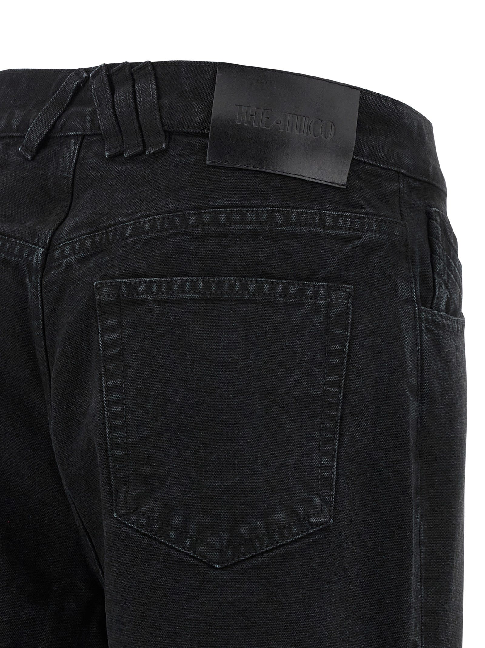 Attico Garment-dyed Cotton Denim Jeans In Black