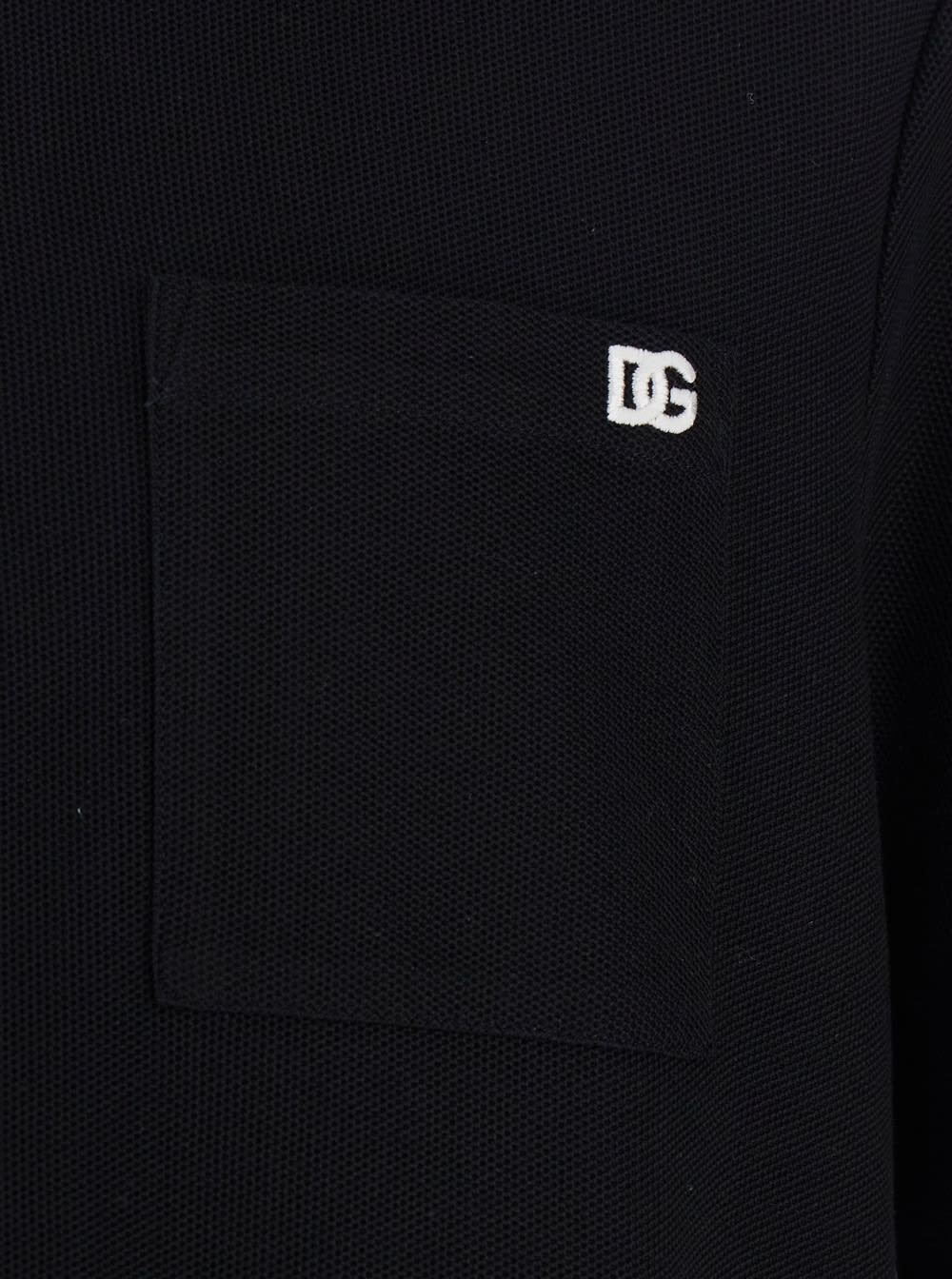 Dolce & Gabbana Polo Shirt In Piqué De Coton In Black