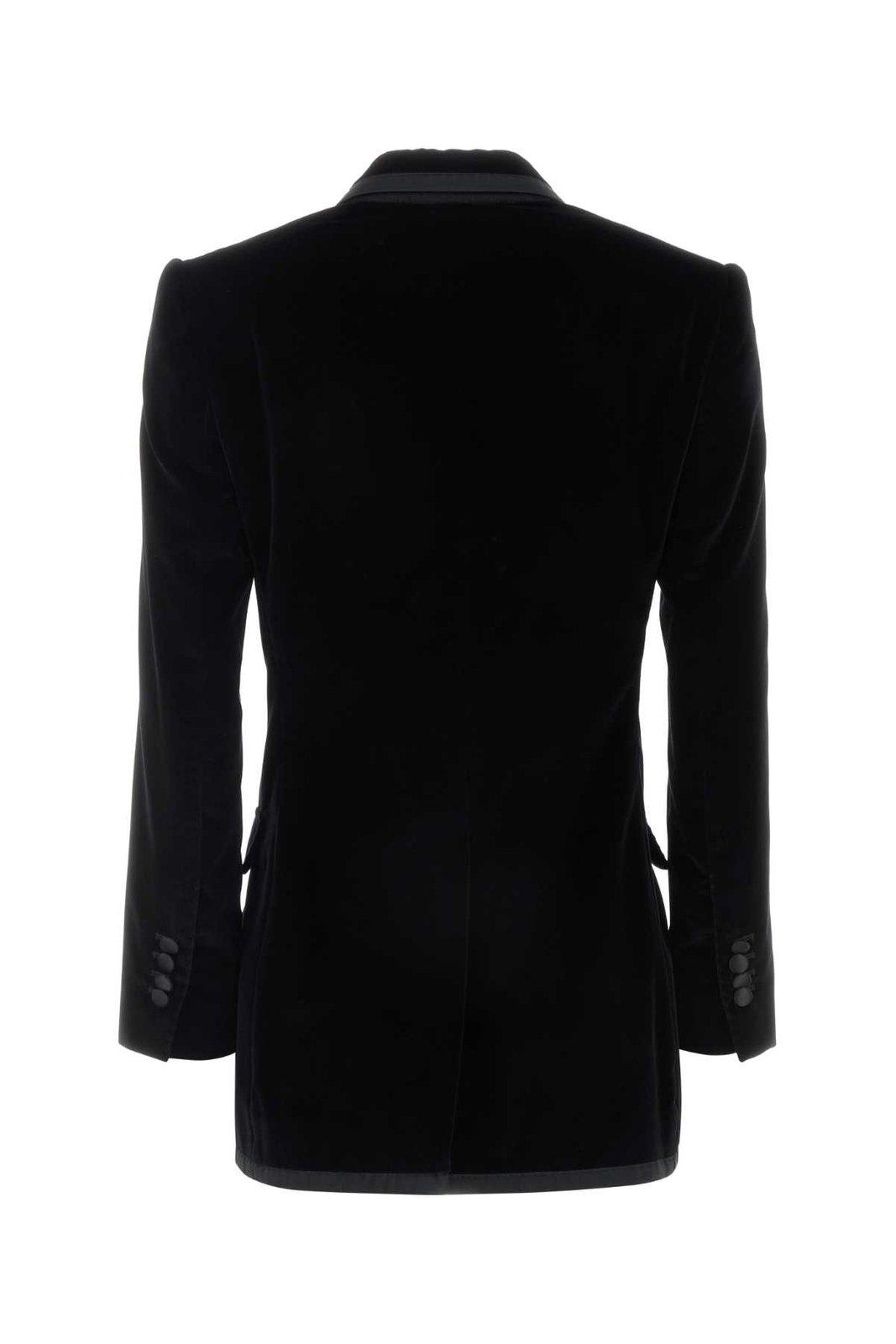 Dolce & Gabbana Double Breasted Velvet Blazer In Black