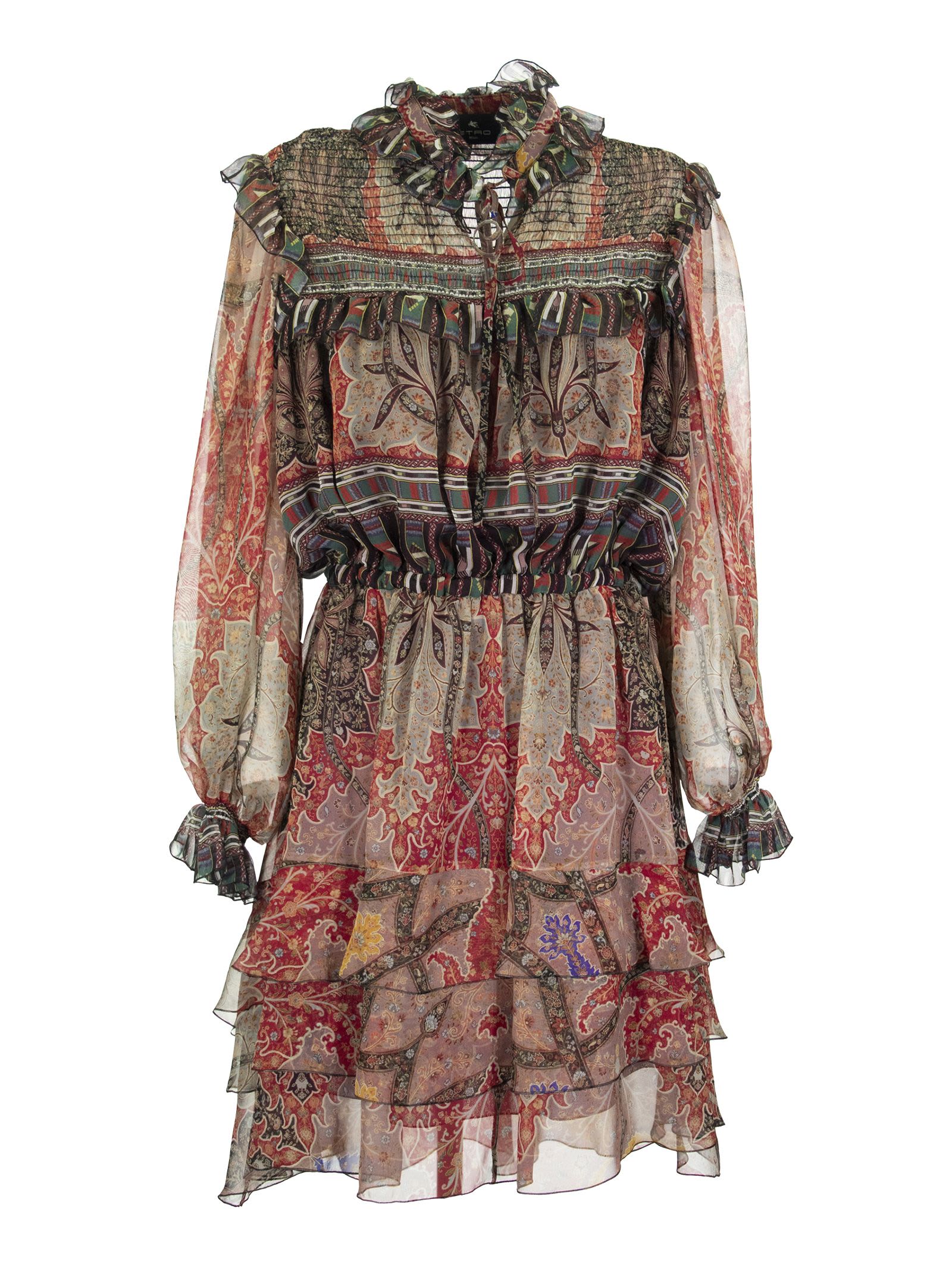 Etro Breton Paisley Print Chiffon Dress