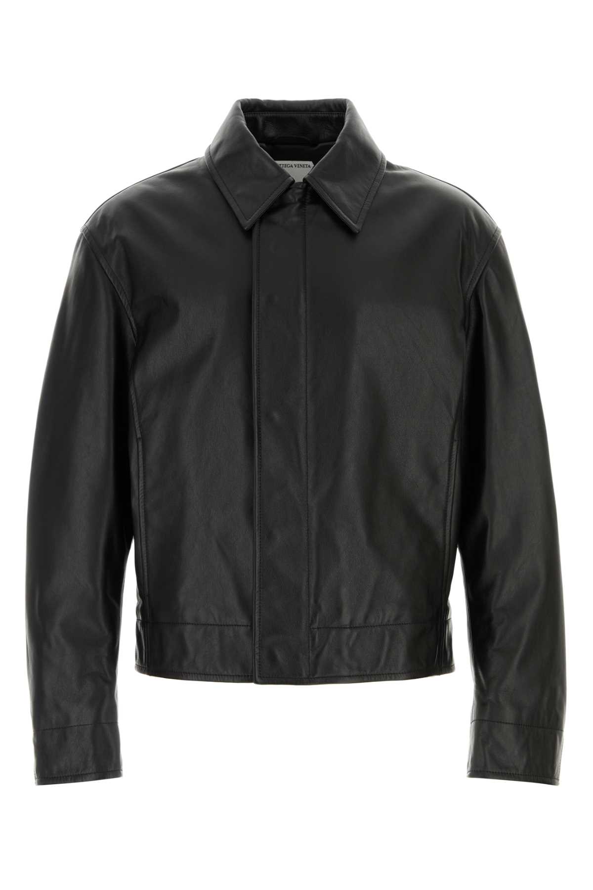 Shop Bottega Veneta Black Leather Jacket