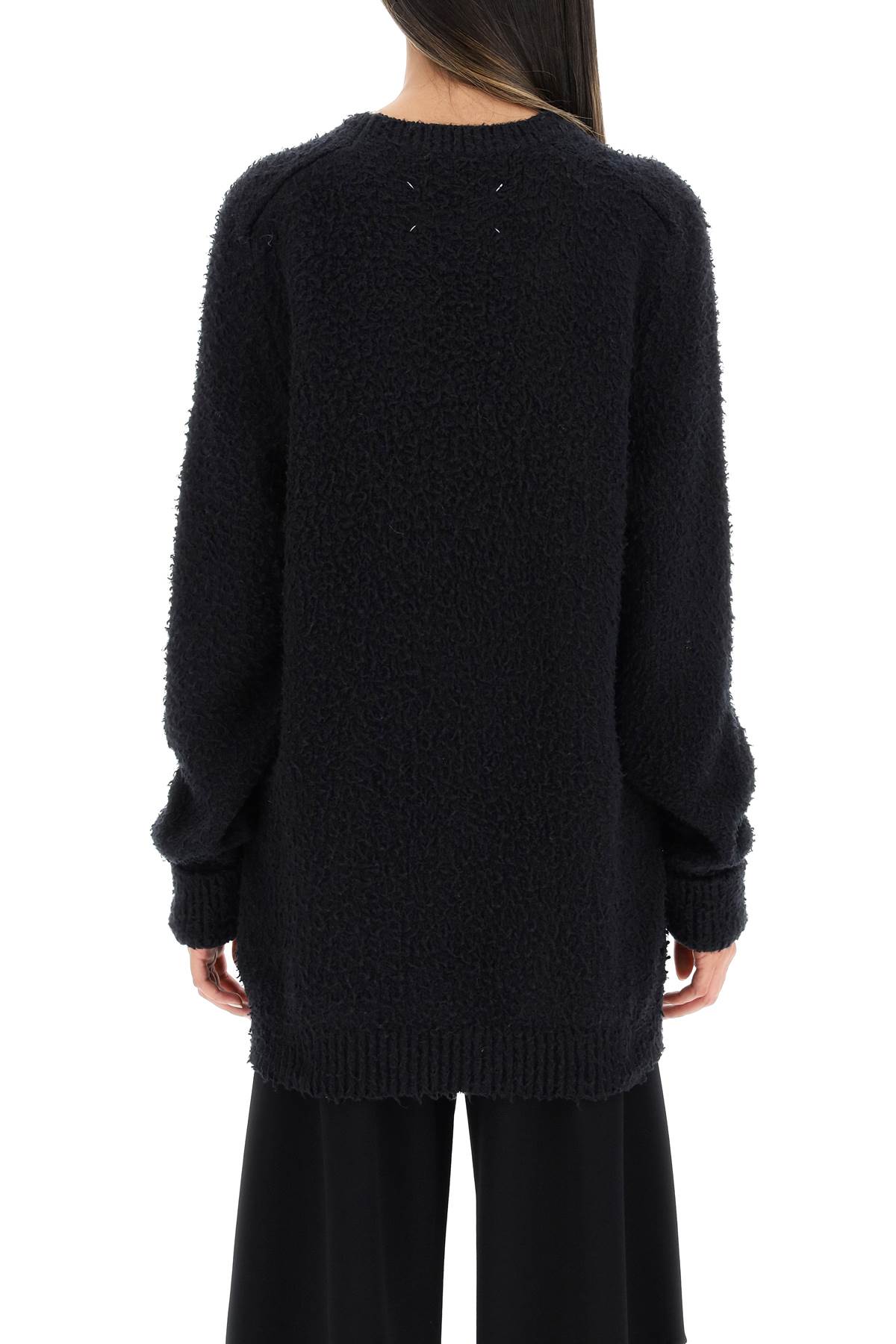 Maison Margiela Oversize Boiled Cotton Blend Sweater In Black (black)