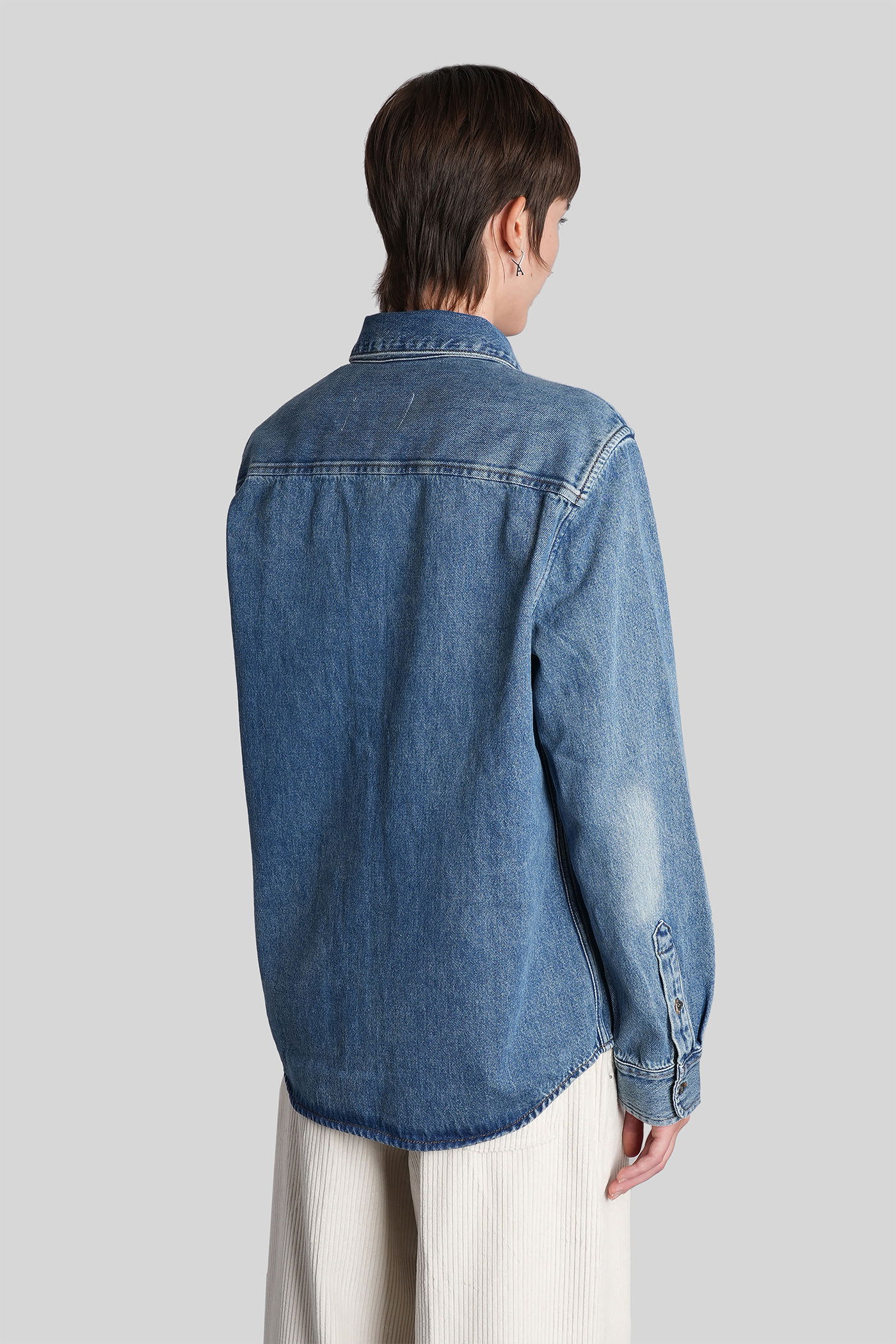 Ami Alexandre Mattiussi Shirt In Blue Cotton In Blue