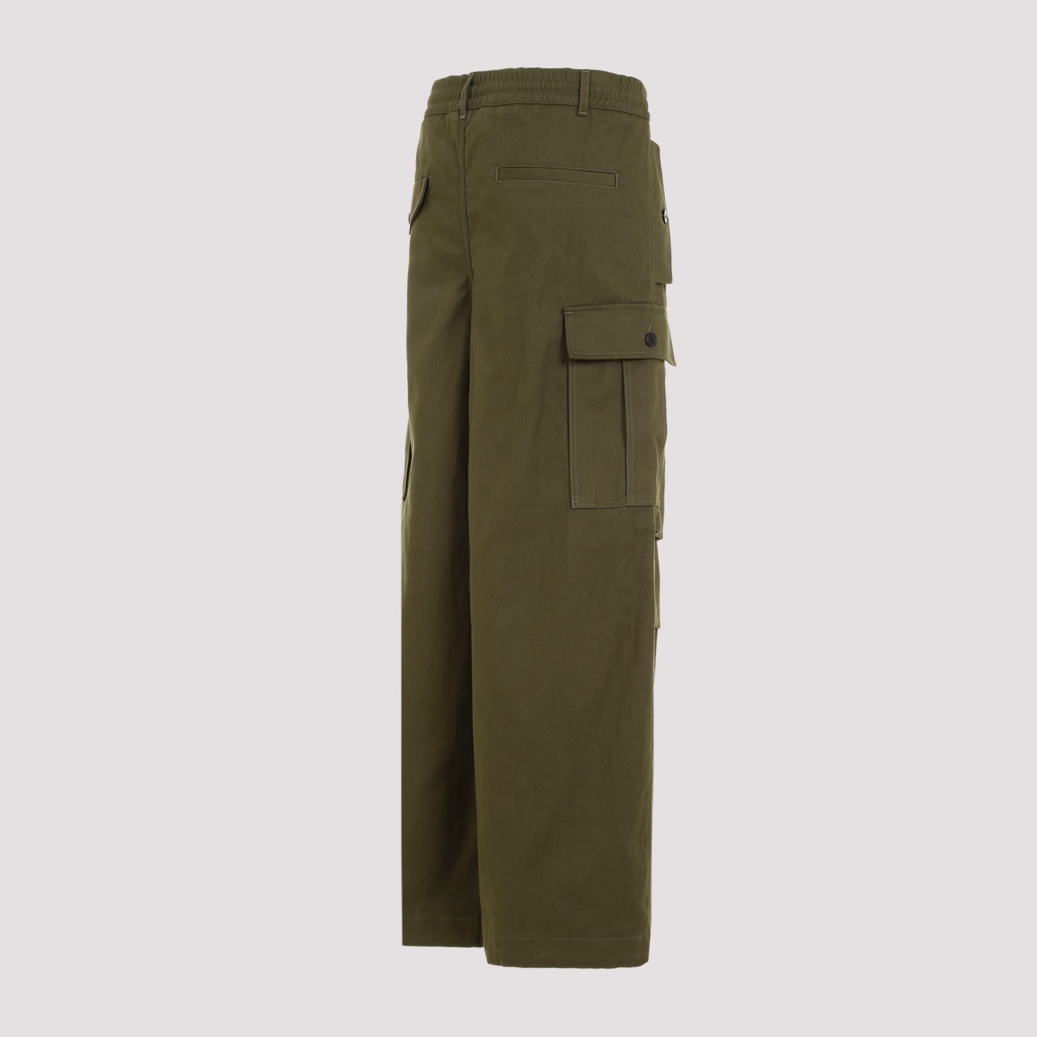 Shop Marni Cotton Trousers In Leav Green