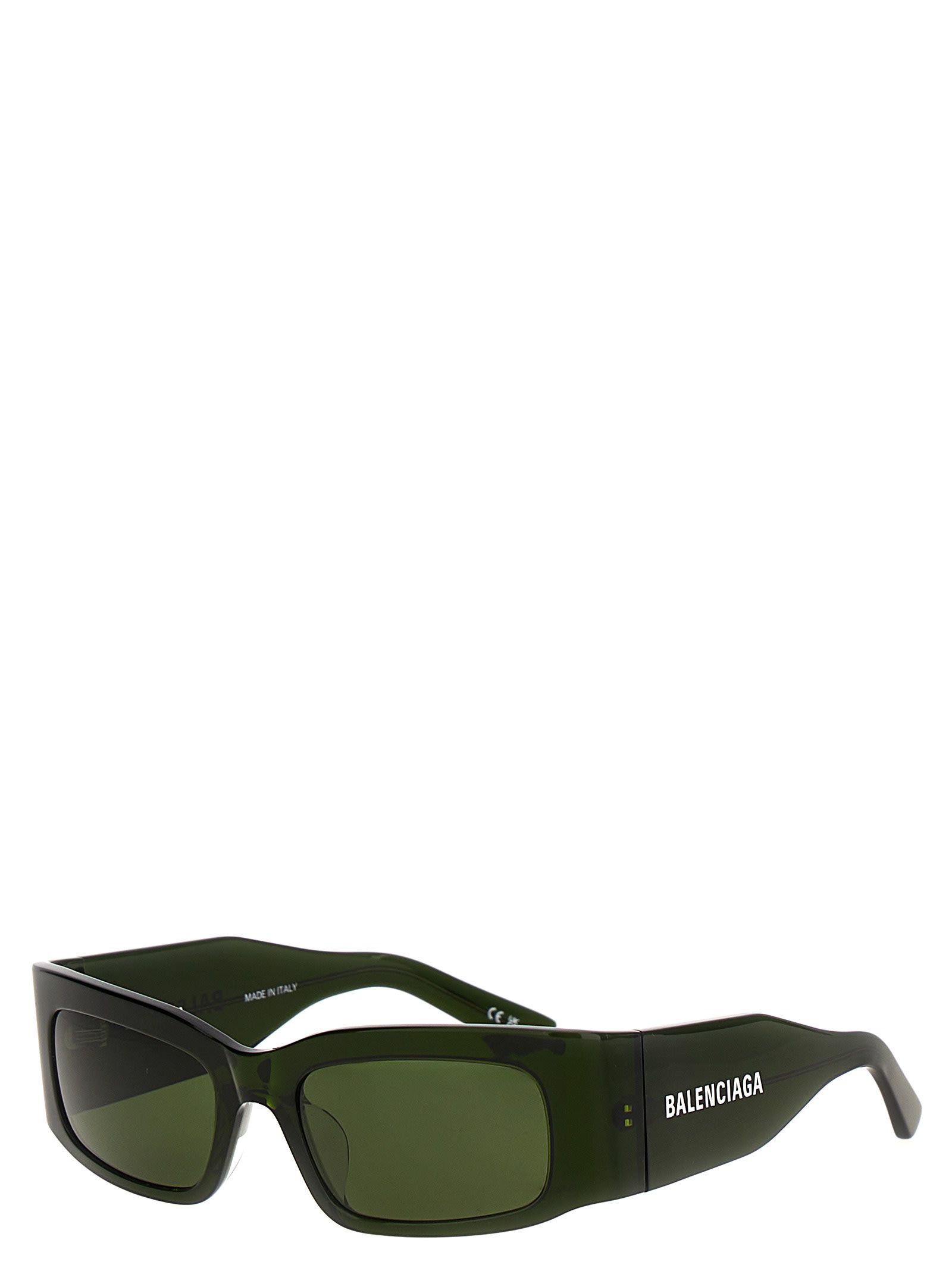 Shop Balenciaga Paper Rectangle Sunglasses In Green