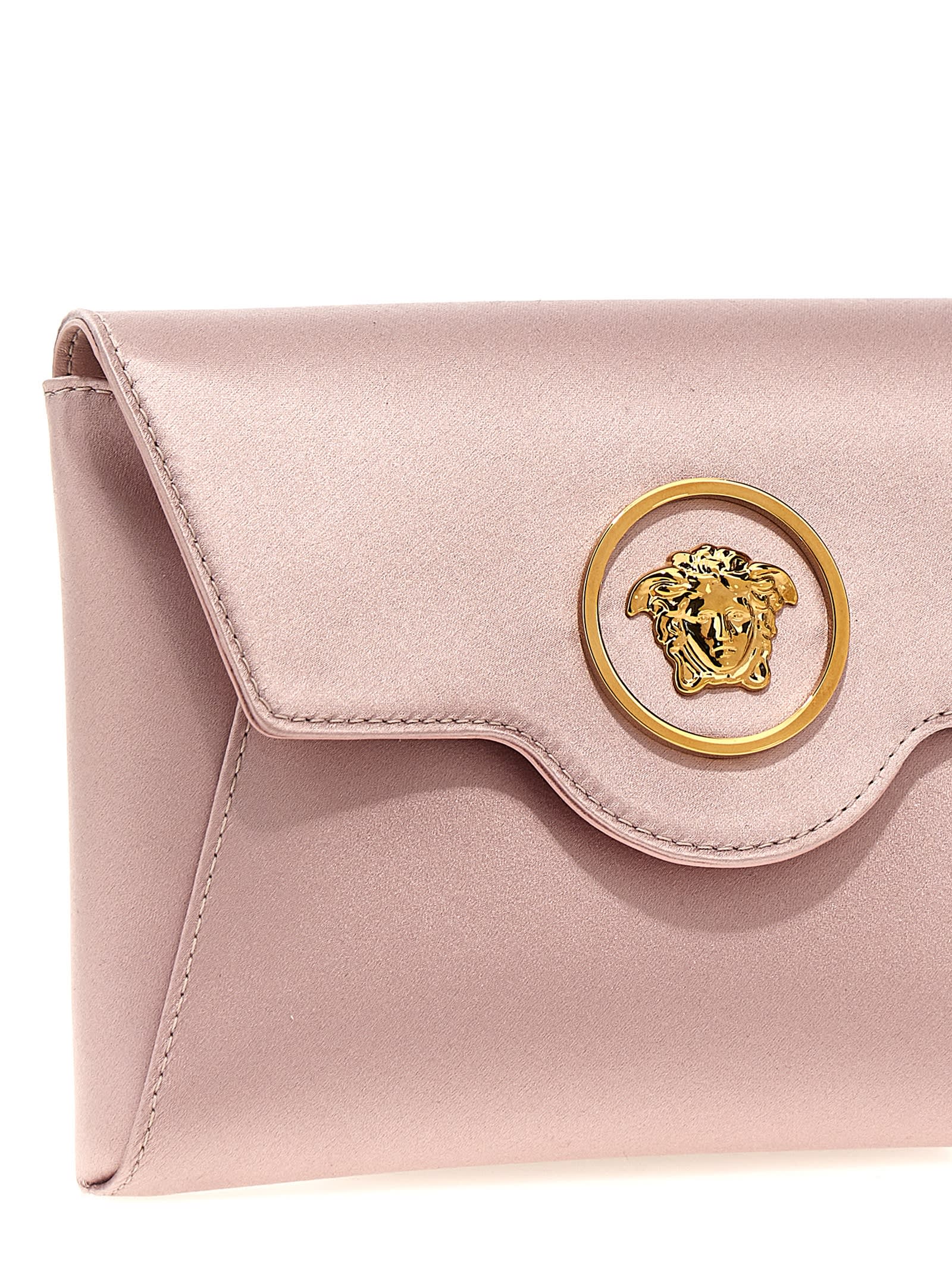 Shop Versace La Medusa Clutch In Pink