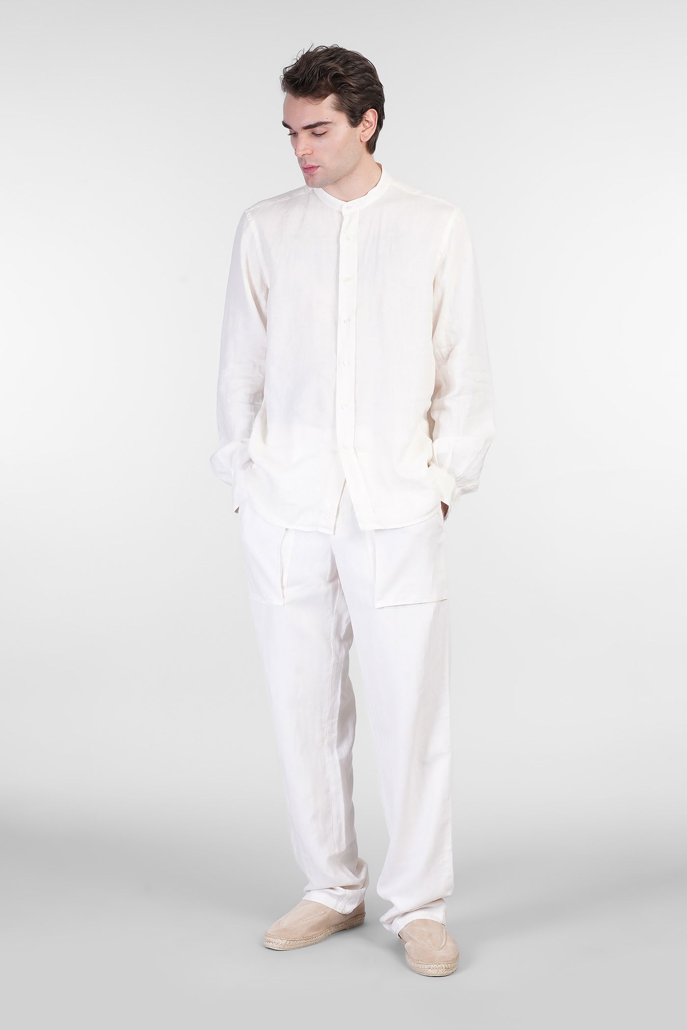 Shop Aspesi Bruce Shirt In Beige Linen