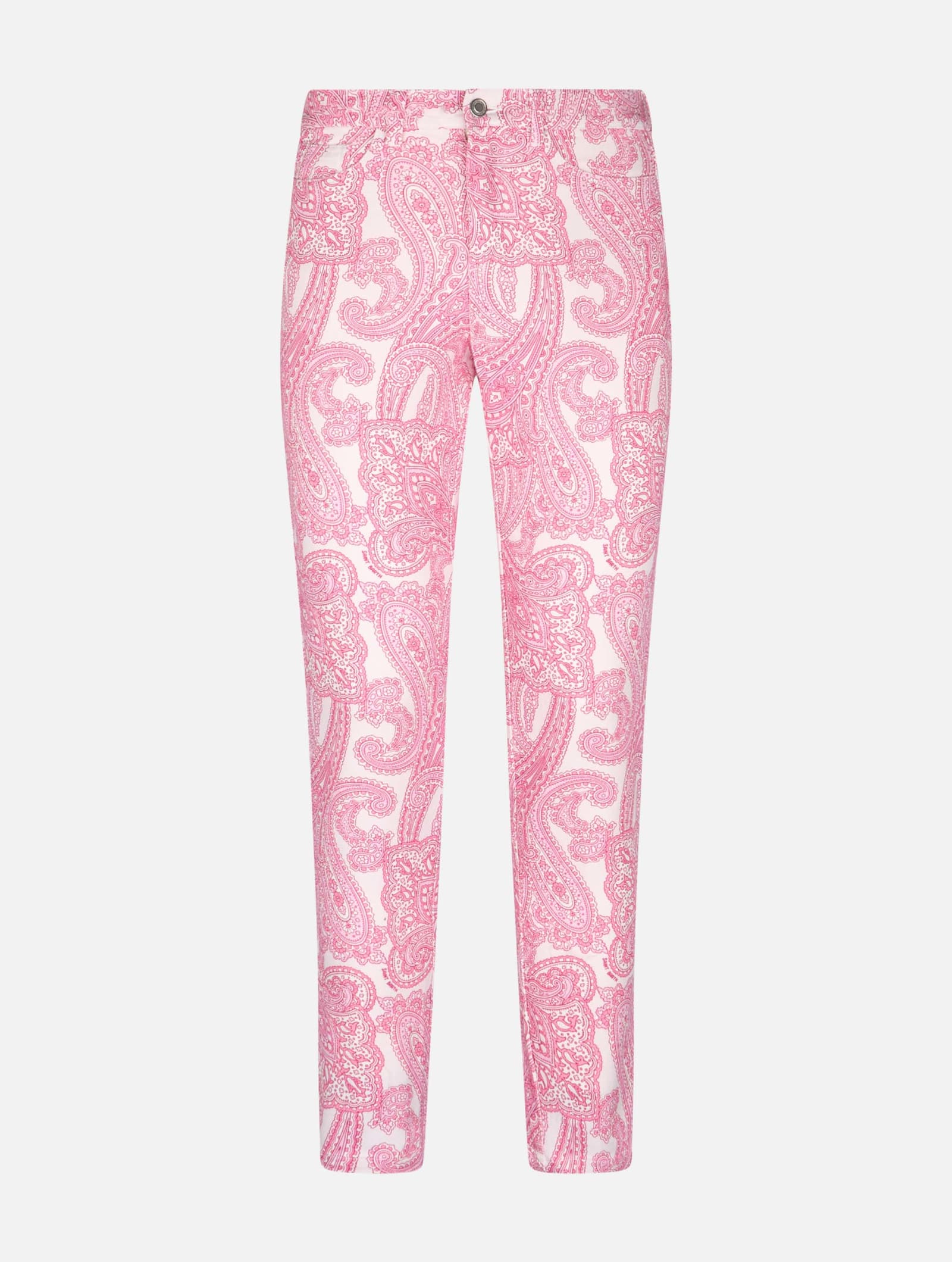 Shop Mc2 Saint Barth Woman Pink Paisley Print Denim Belleville