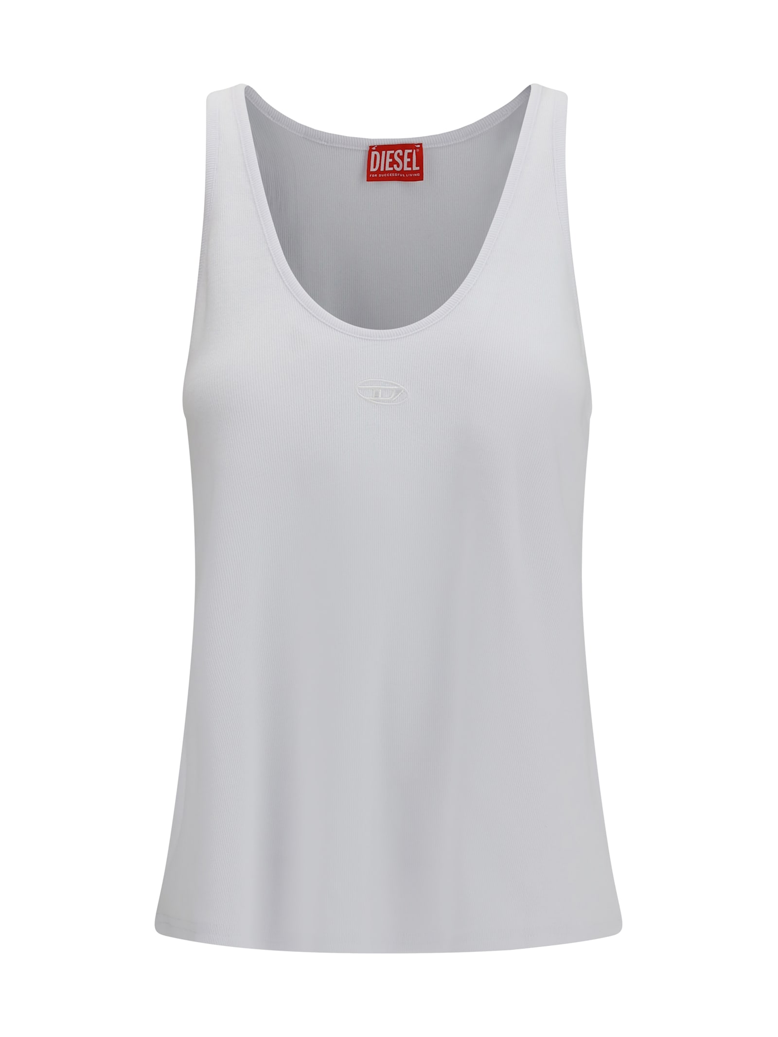 Diesel White Cotton Blend Tank Top Women In Multi