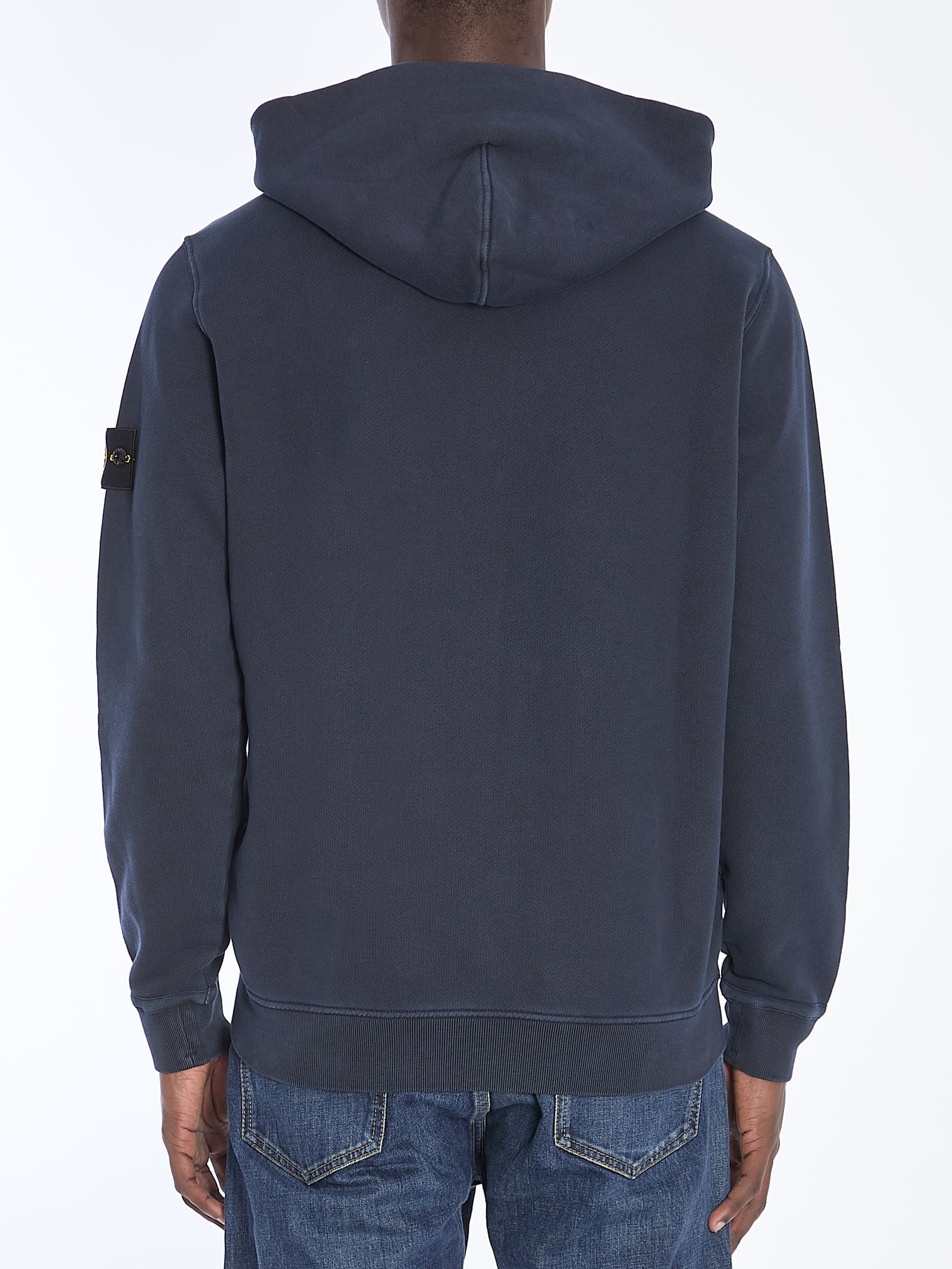 Shop Stone Island Zip-up Hoodie In Blue