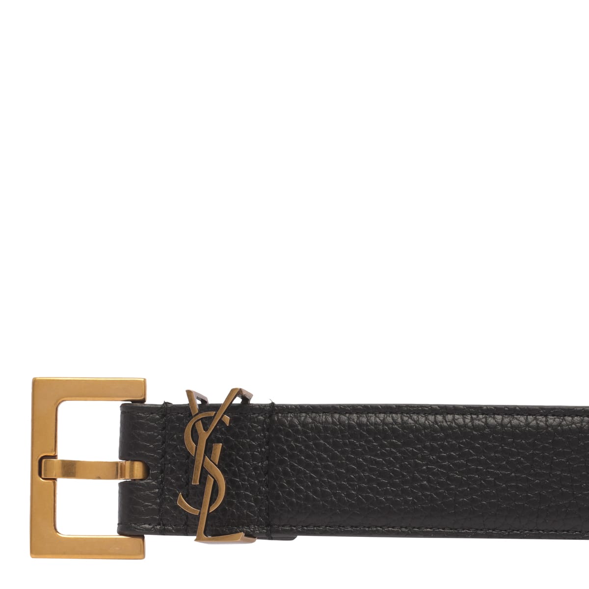 Shop Saint Laurent Cassandre Belt With Square Buckle In Black