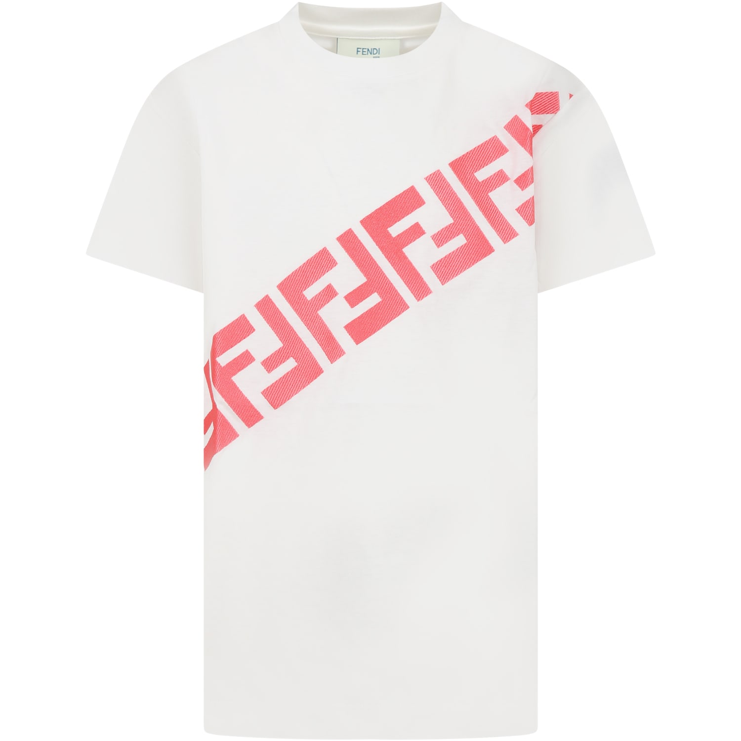 Fendi White T-shirt For Kids With Double F