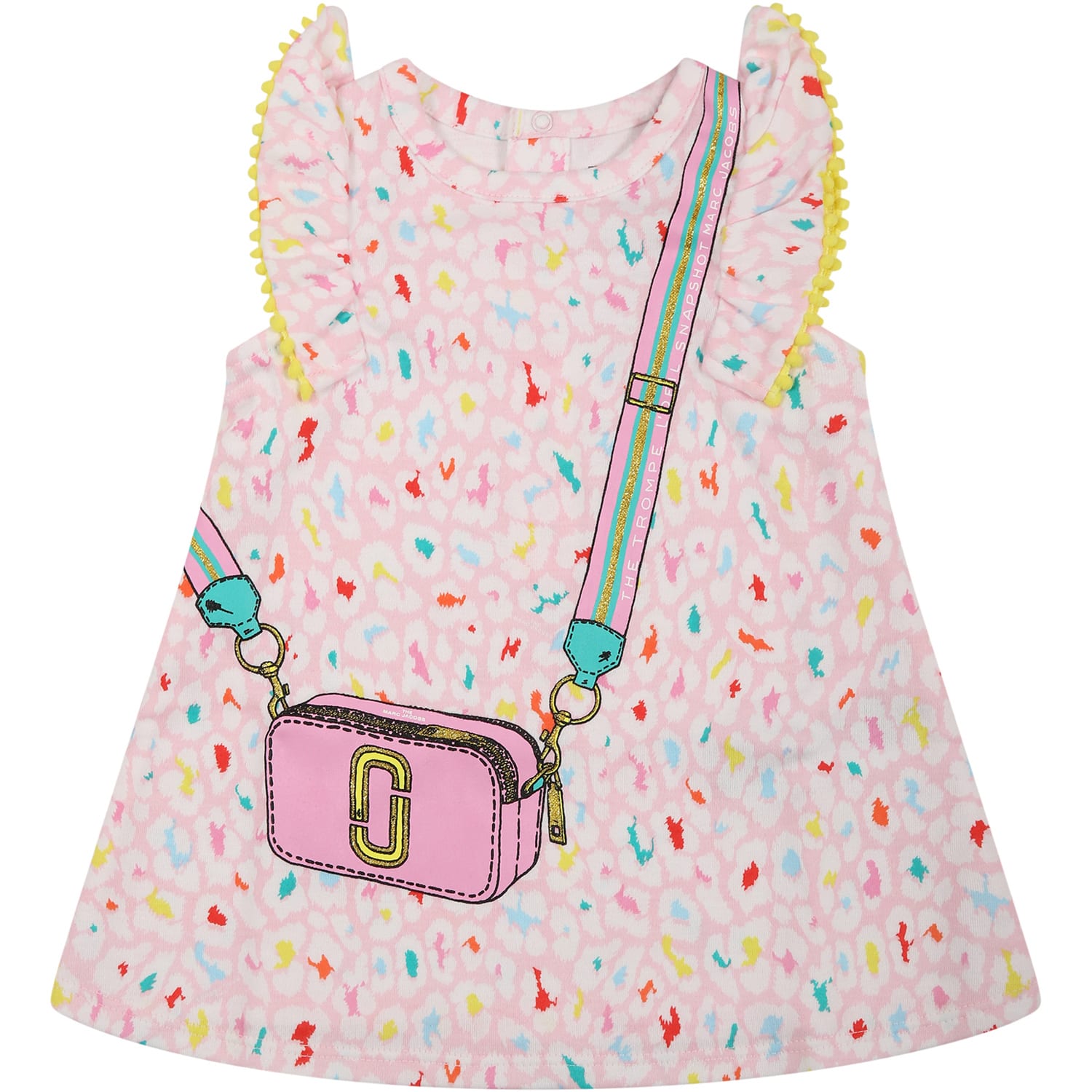 Little Marc Jacobs Multicolor Dres For Baby Girl With Bag Print And Logo