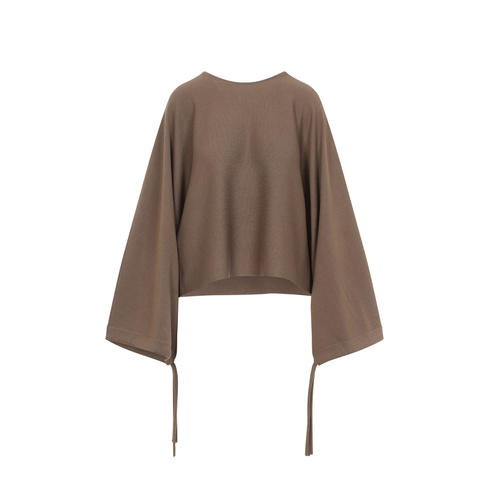 Max Mara Wool Drawstring Cuffs Pullover In Brown