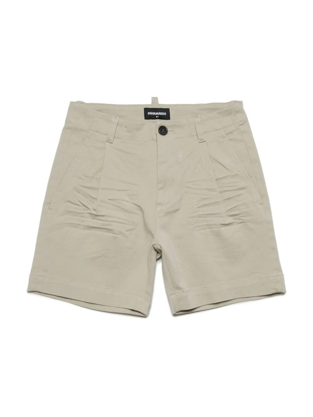 Shop Dsquared2 Beige Shorts With Crumpled Effect In Brown