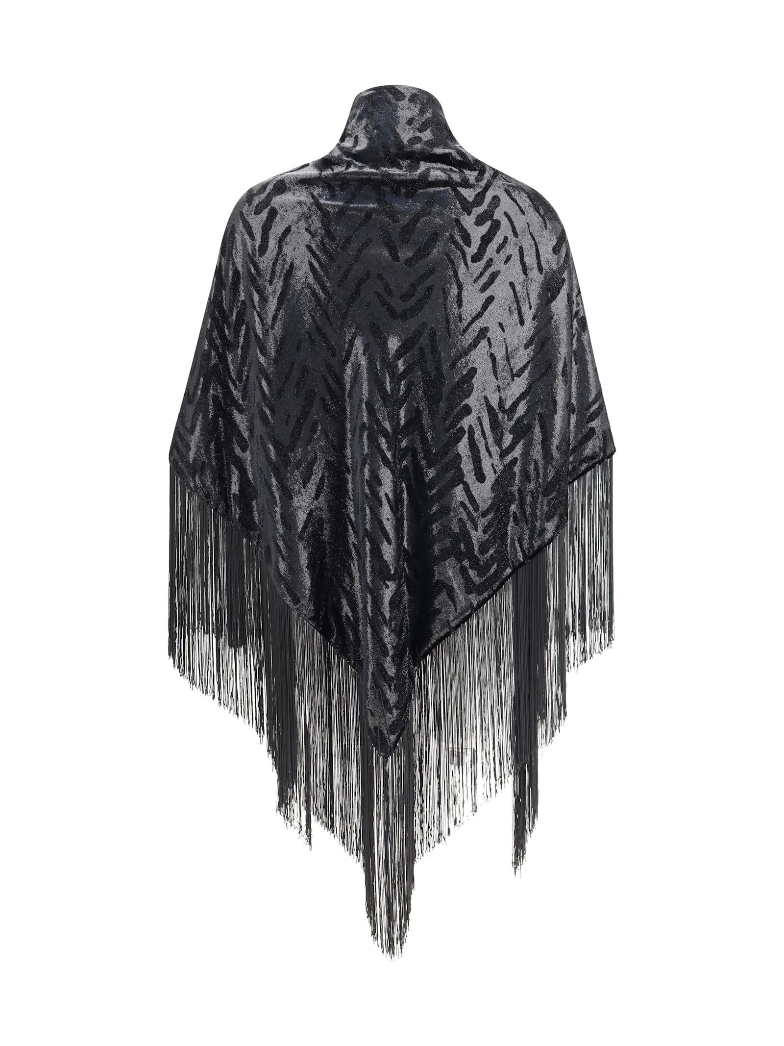 Giorgio Armani Women Velvet Shawl With Fringes In Black