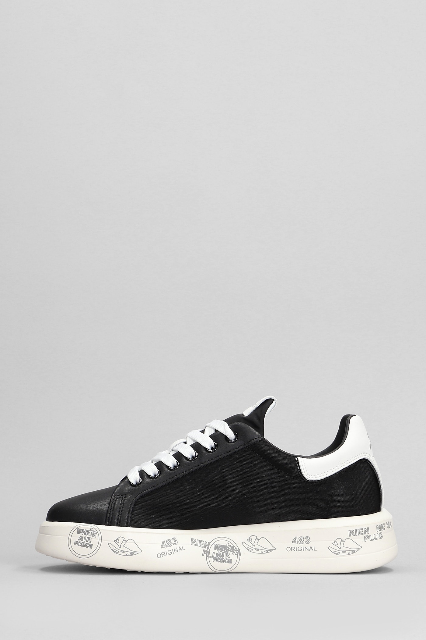 Shop Premiata Belle Sneakers In Black Leather And Fabric